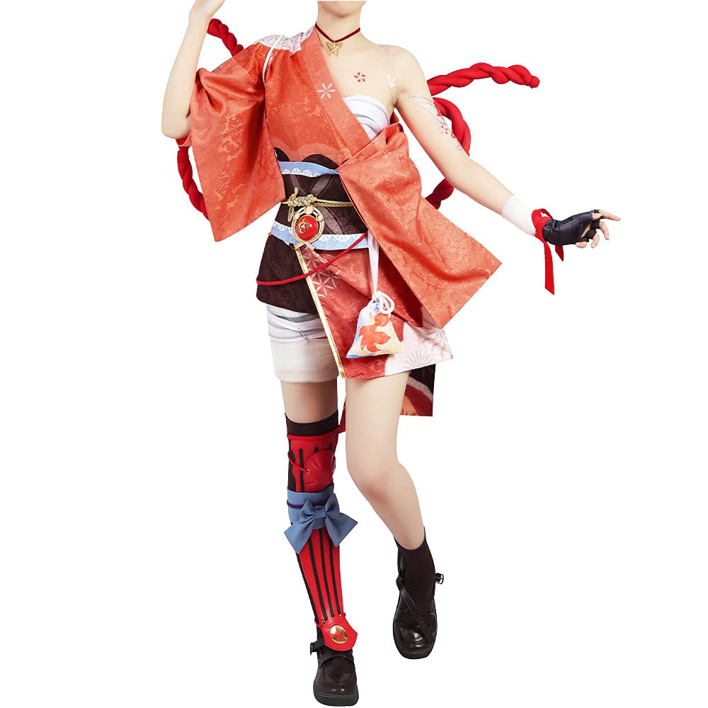 Genshin Impact Yoimiya Cosplay Costume - Premium Custom Made Anime Cosplay Outfit for Halloween, Conventions & Themed Parties