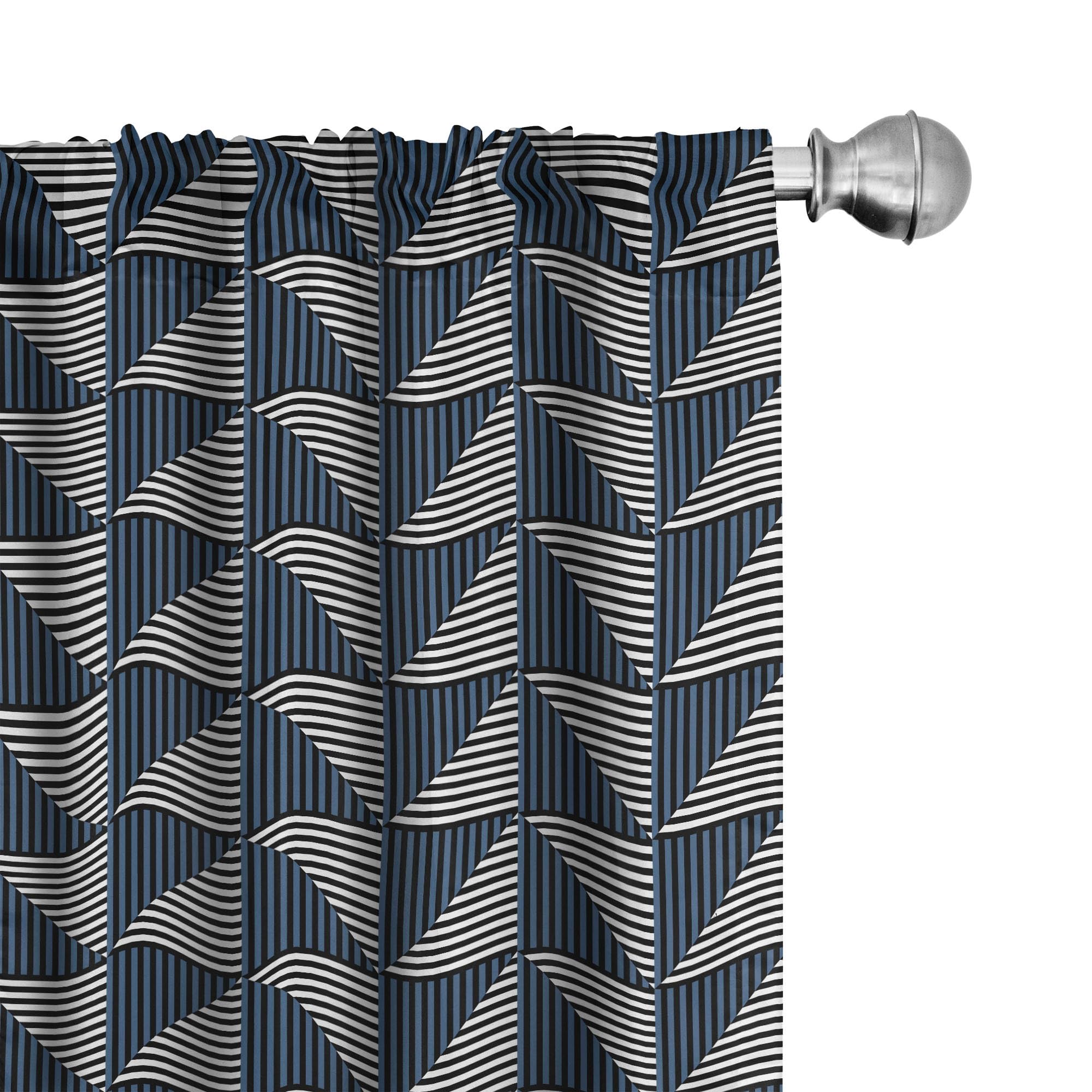 Ambesonne Geometric Striped Curtains - 2 Panel Set with Rhombus Triangle Patterns, 28
