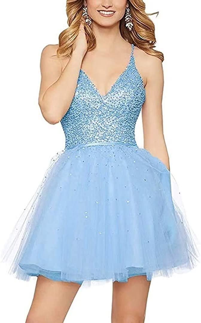 Sparkling Beaded Short Prom Dresses for Women | Elegant Tulle Homecoming Dress for Teens | Cocktail Party & Ball Gowns | Perfect for Prom Night, Homecoming Dance & Formal Events