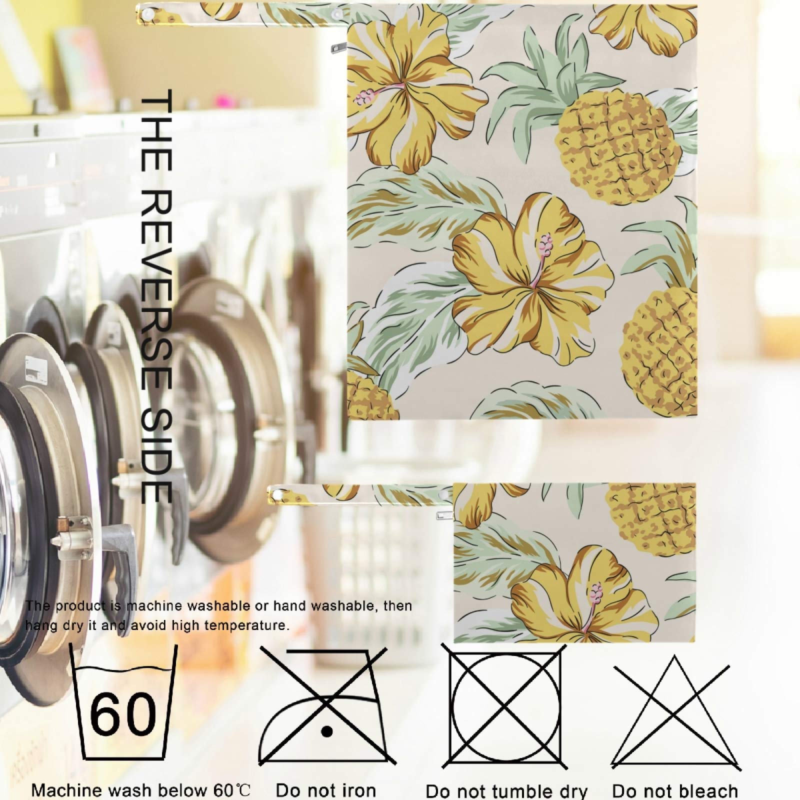 Visesunny Tropical Yellow Pineapple & Flower 2-Piece Wet Bags Set - Waterproof Reusable Zippered Pouch for Travel, Beach, Pool, Gym, Daycare | Perfect for Swimsuits, Diapers, Toiletries & Wet Clothes Organization