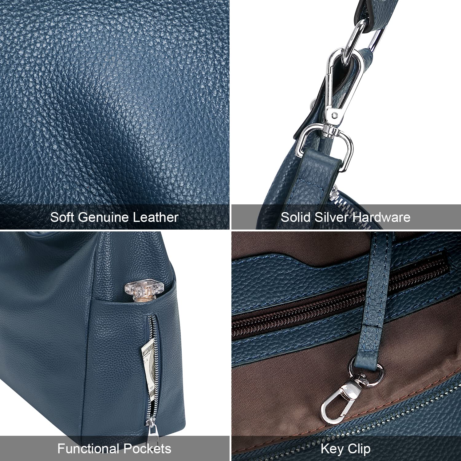 Genuine Leather Hobo Bags for Women - Stylish Shoulder & Crossbody Purse - Premium Handbags for Everyday Use, Work & Travel