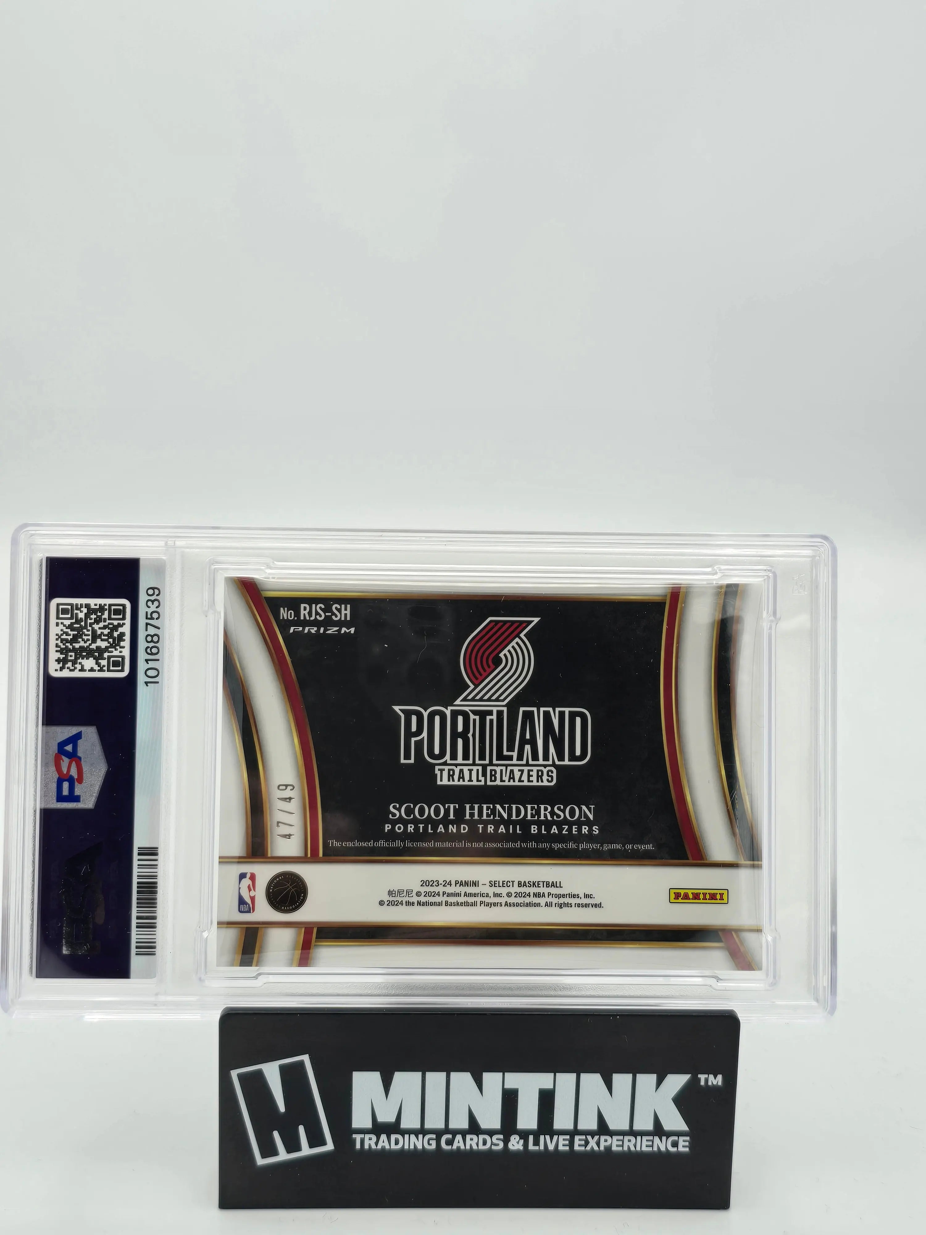 2023 Panini Select Jumbo Rookie Swatches Scoot Henderson Copper Prizm PSA 9 /49 - Rare Basketball Trading Card for Collectors & Investors - Perfect for Display, Gifts, and Sports Memorabilia Collections