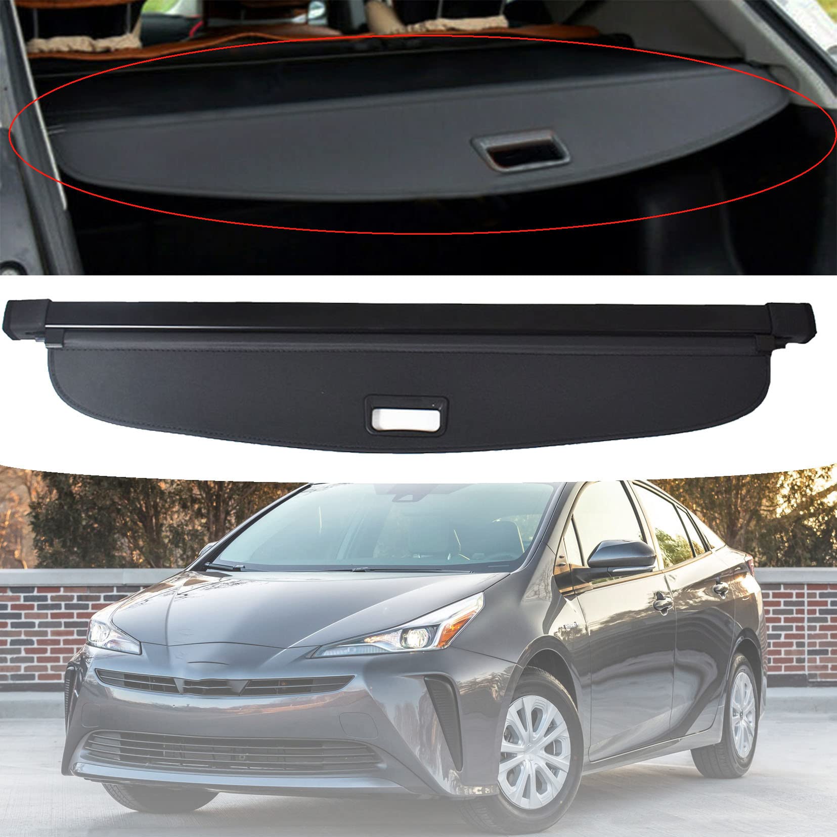 2016-2020 Toyota Prius Rear Trunk Cargo Cover - Black Luggage Shade Shield Replacement for Privacy & UV Protection | Perfect for Road Trips, Grocery Hauling & Travel Accessories