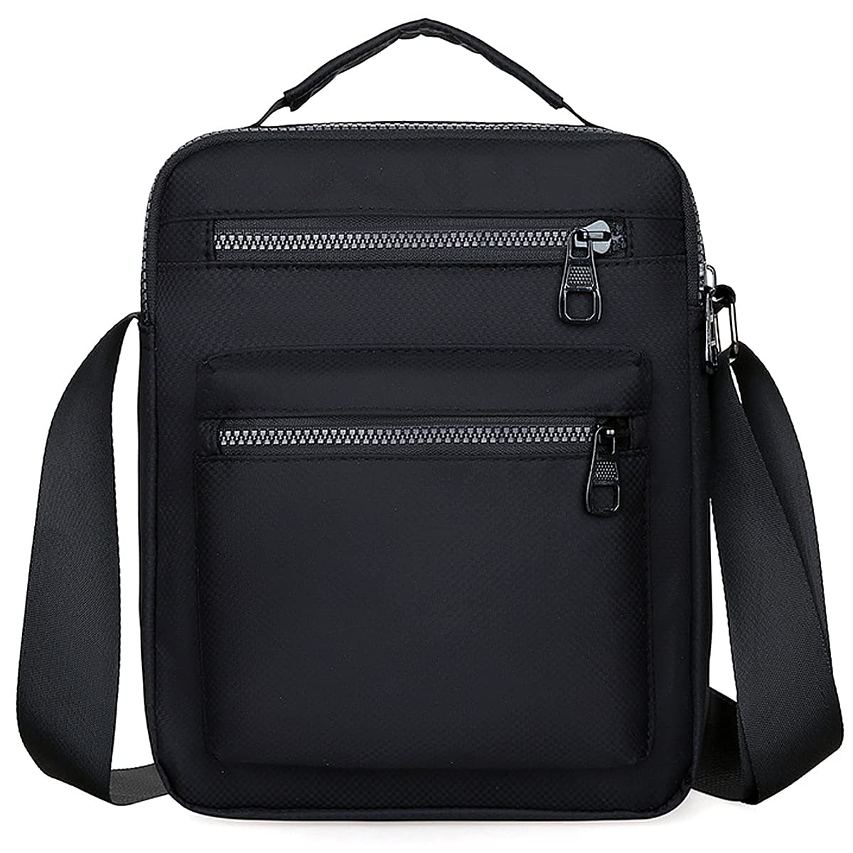 Men's Nylon Crossbody Shoulder Bag - Large Capacity Messenger Bag with Multiple Pockets for Work, Hiking & Travel | Durable Casual Handbag & Side Satchel | Perfect for Office Commute, Outdoor Adventures & Daily Use (Black)