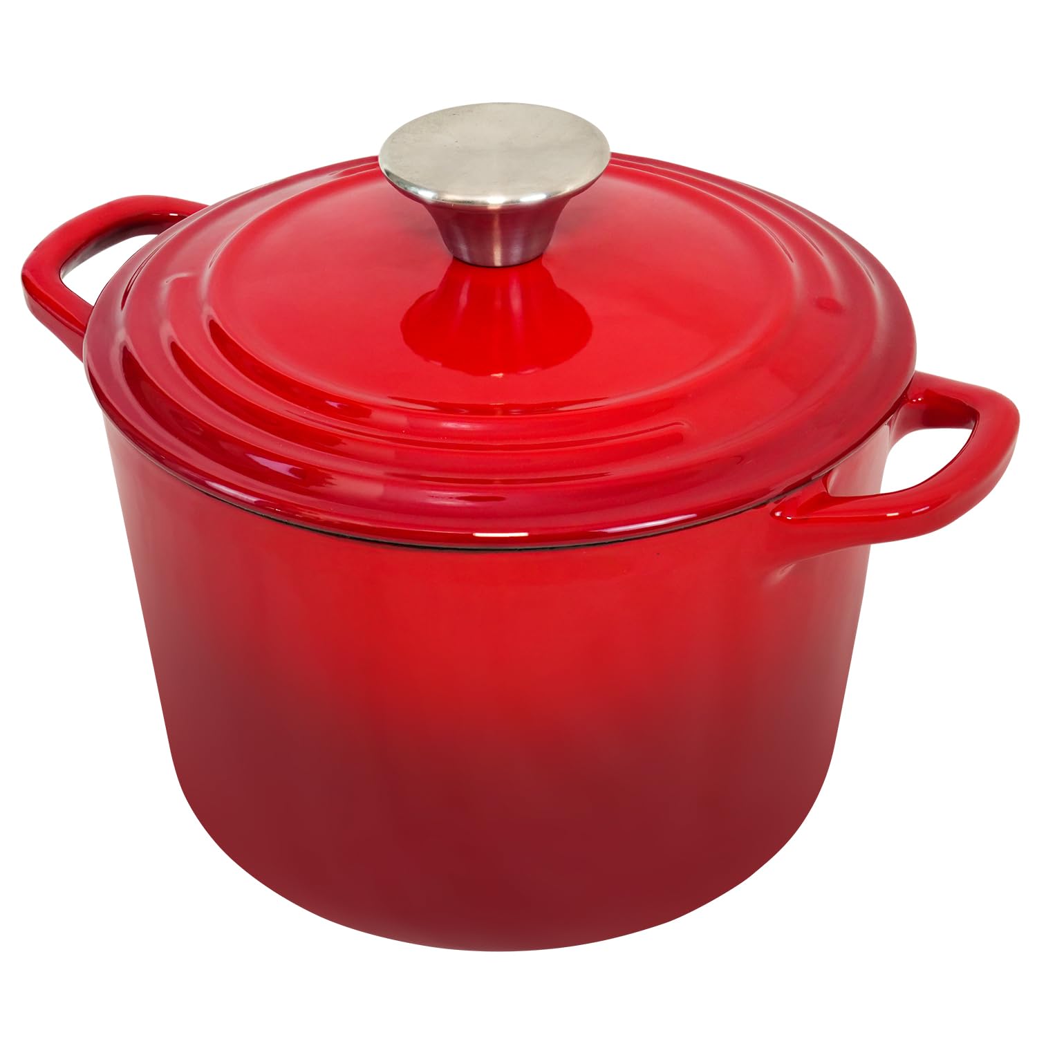 2.8 qt Red Enameled Cast Iron Dutch Oven with Lid - Perfect for Bread Baking, Rice Cooking & Camping - Heavy Duty Oven Safe Pot with Handles for Stovetop, Oven & Outdoor Use