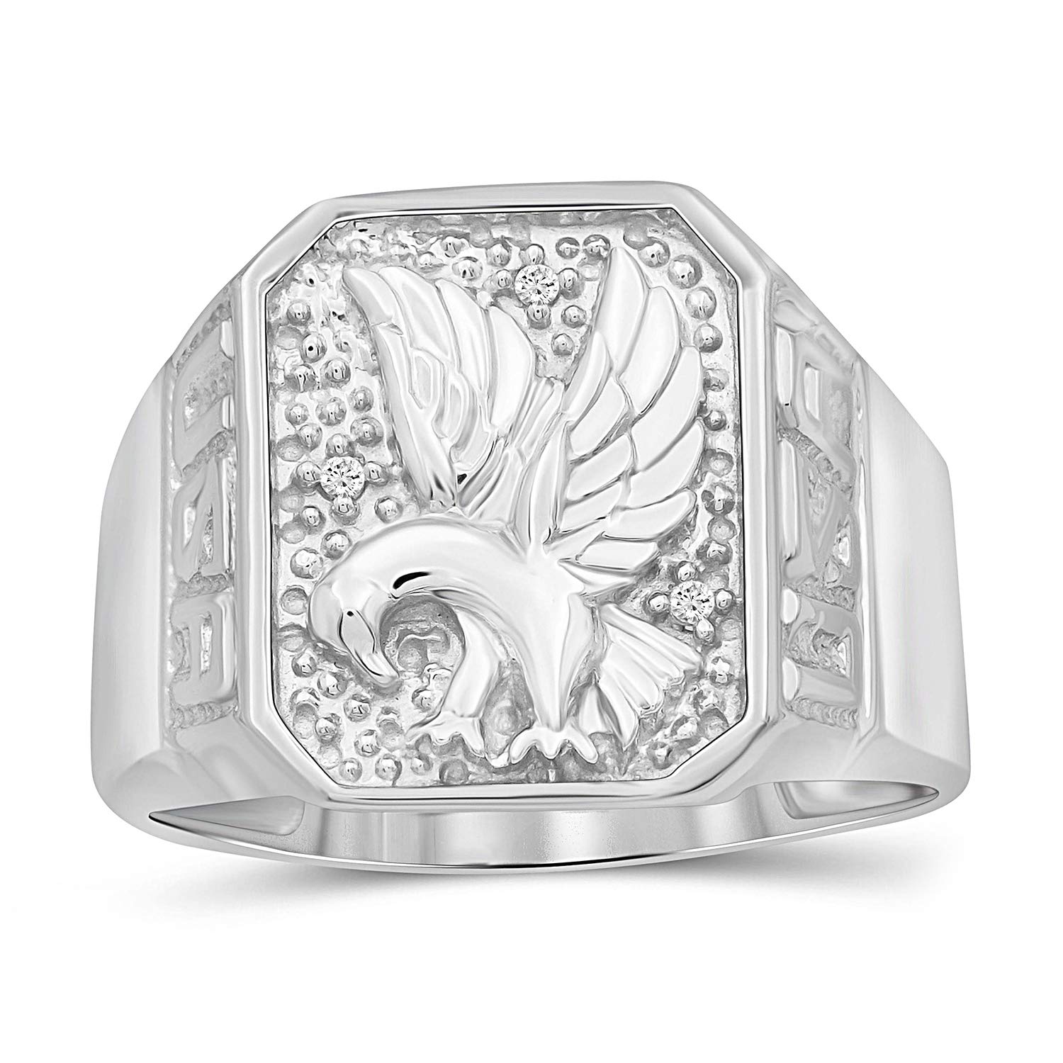 Premium .925 Sterling Silver Eagle Ring for Men with White Diamond Accents – Handcrafted Durable Mens Jewelry – Perfect Gift for Dad, Husband & Boyfriend – Ideal for Weddings, Anniversaries & Special Occasions