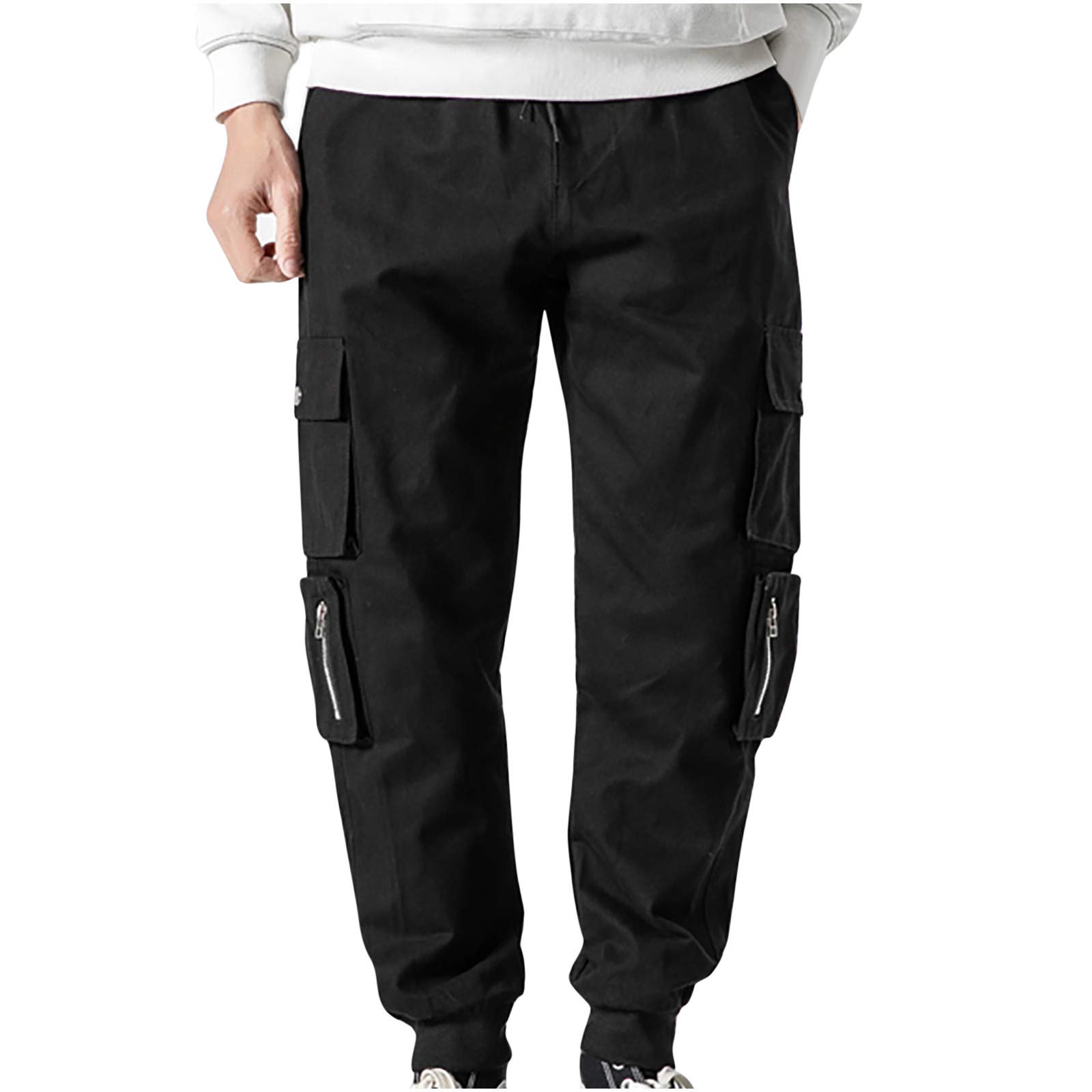 Men's Khaki Cargo Pants - Classic Twill Relaxed Fit Workwear & Combat Safety Pants | Durable Chino Jogger Trousers for Outdoor Work, Hiking & Casual Wear