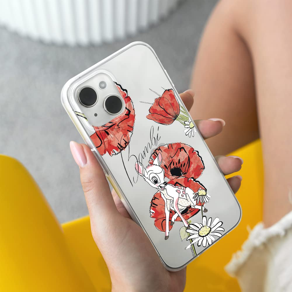 Official Disney Bambi Licensed iPhone 14 Case - ERT GROUP Premium Protective Cover with Partial Transparent Design | Perfect for Everyday Use, Travel & Gift Giving
