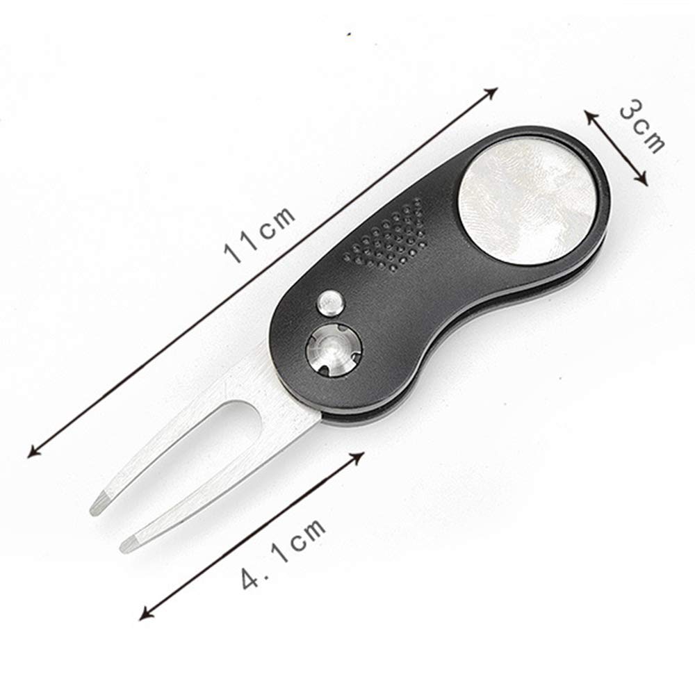 Premium Stainless Steel Golf Divot Repair Tool - Curved Folding Switchblade Design for Golf Ball Marks & Pitch Marks - Essential Golf Course Accessory for Training & Practice (Grey) | Perfect for Greens, Fairways & Driving Range Use