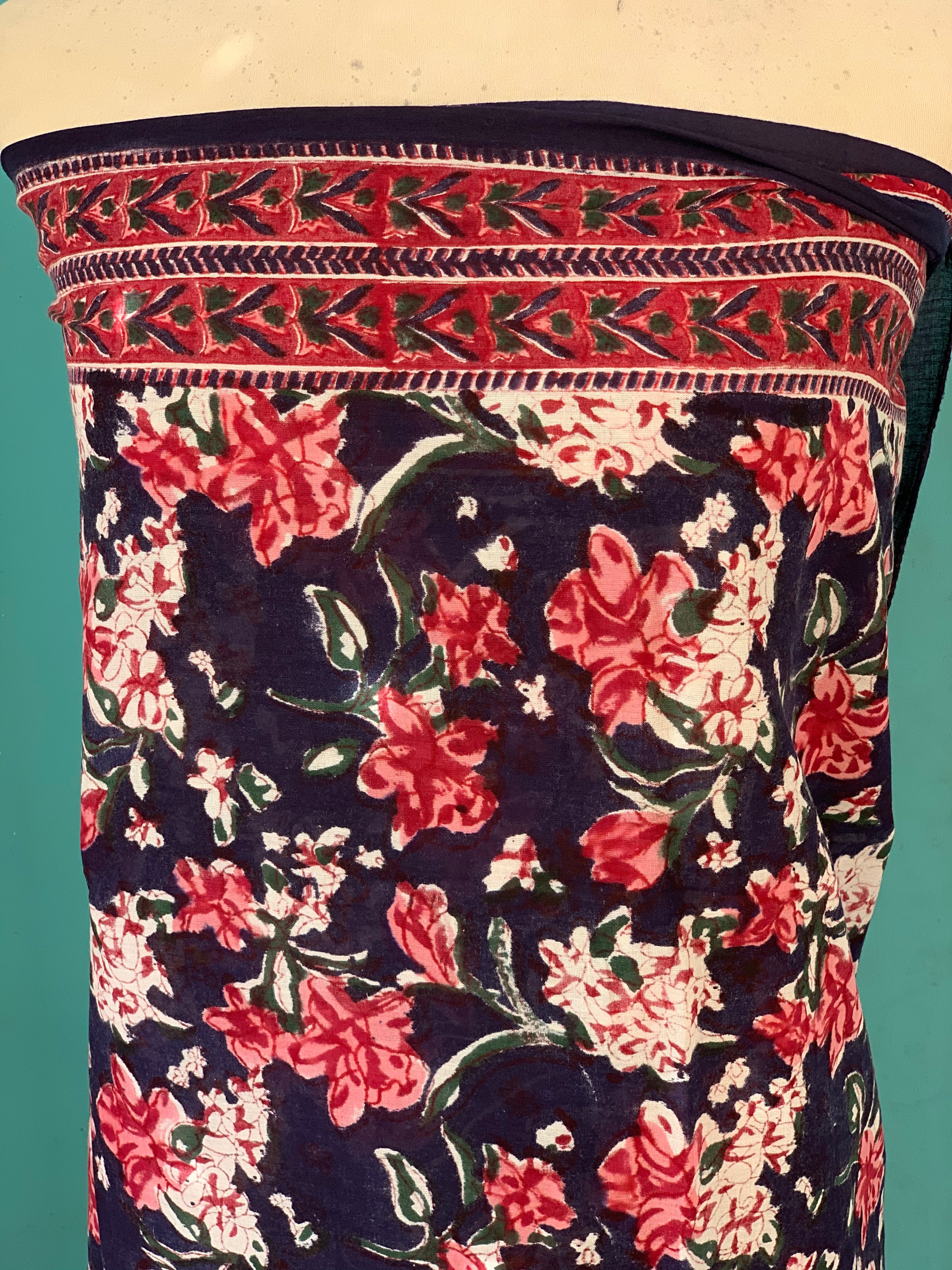 Stylish Block Print Cotton Sarong Pareo Shawl - New Collection for Beach, Pool & Summer Fashion