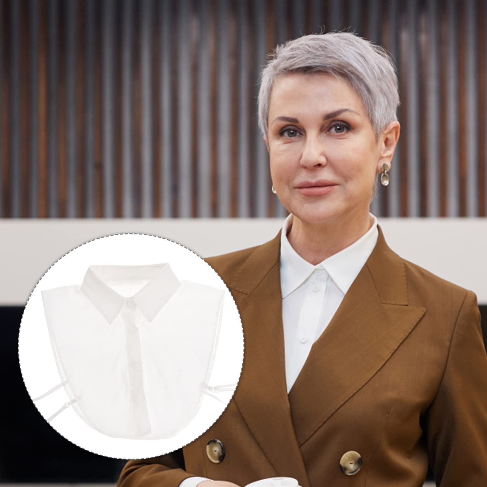Women's Detachable Collar Half Shirt - Removable Choker Blouse with Fake Round Collar for Commuting | White Tank Top with Button Extender | Perfect for Office Wear, Casual Outfits & Child Fashion