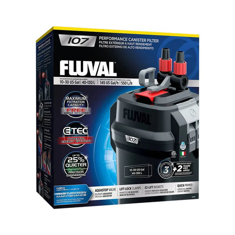 Fluval 7 Series Canister Filters (107, 207, 307, 407) - High Performance Aquarium Filter for Freshwater & Saltwater Tanks - Perfect for Home, Office & Fish Stores