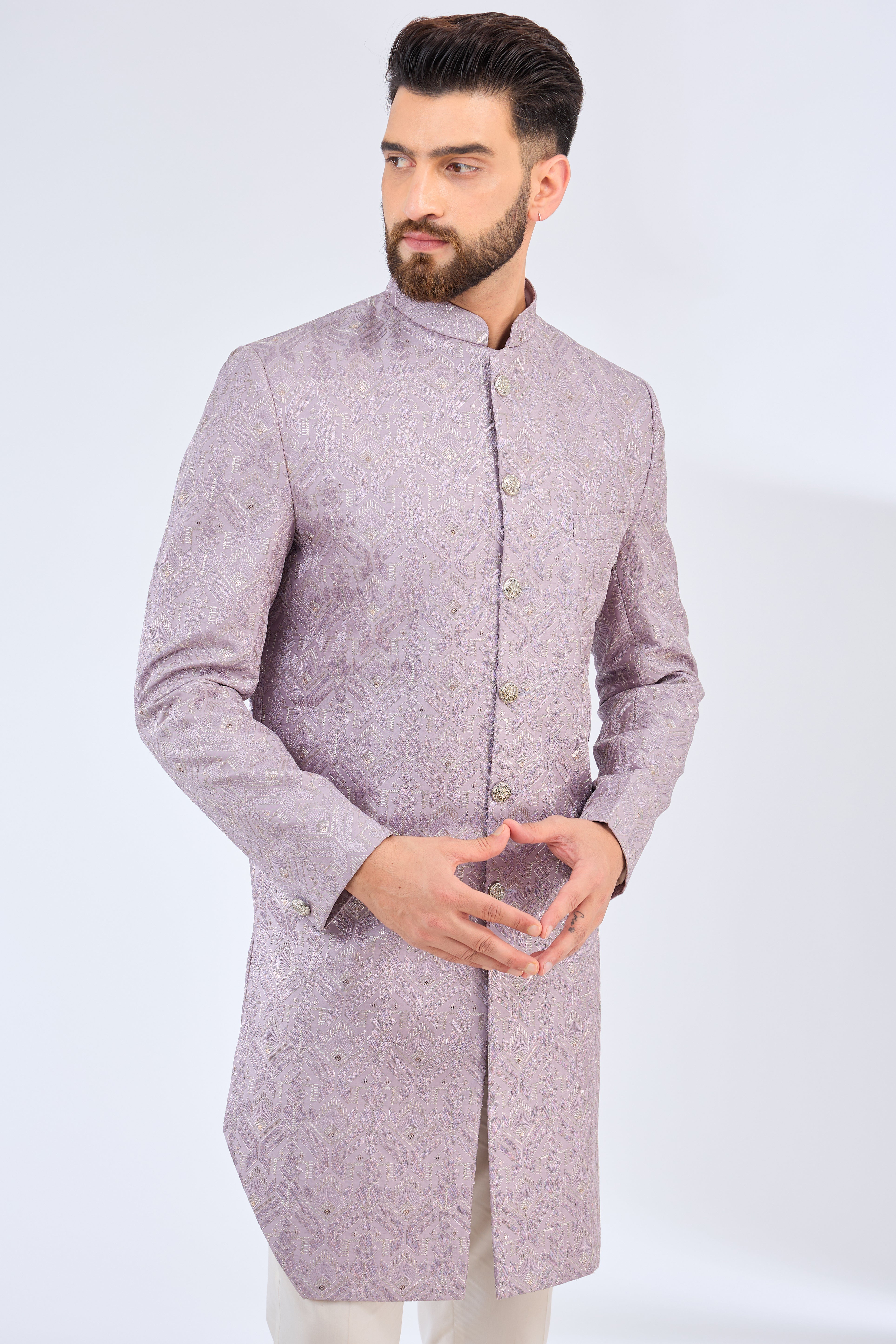 Royal Cut Lilac Purple Indo-Western Dress - Perfect for Weddings, Parties & Festive Occasions