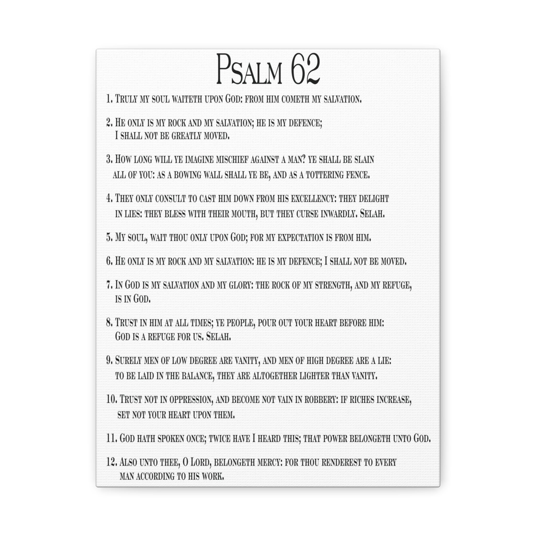 Bible Verse Canvas Wall Art - Psalm 62: Faith in God Alone - Christian Home Decor for Living Room, Bedroom & Church - Inspirational Scripture Gift for Weddings, Baptisms & Religious Occasions