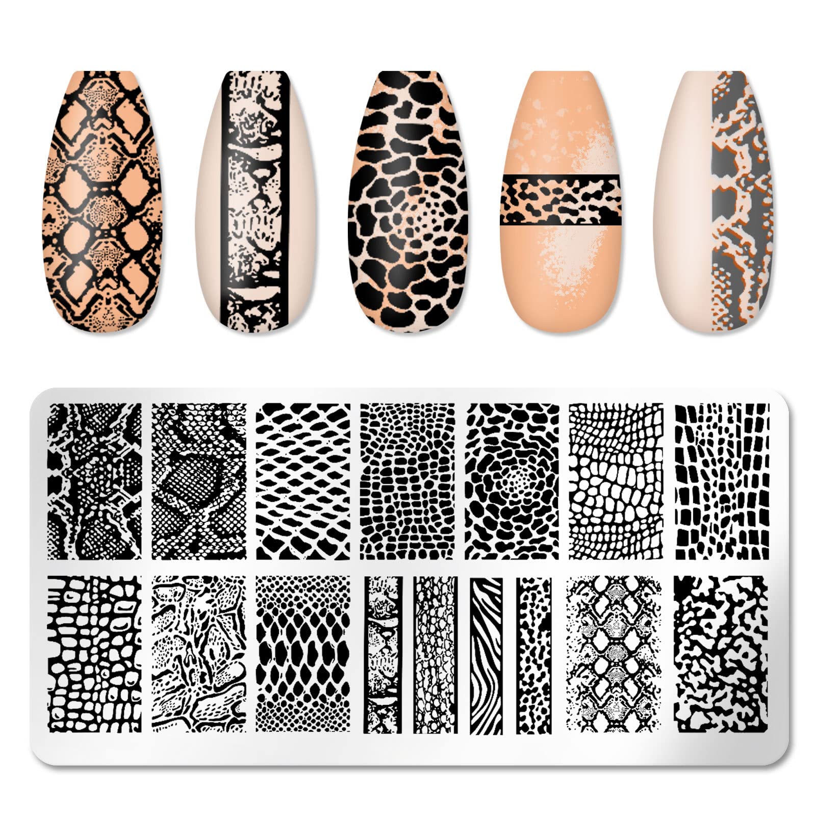 6-Piece Nature Theme Nail Stamping Plates Set - Leaf, Island, Scenery, Flower, Lace & Snake Designs for Christmas Nail Art (4.72 x 2.36 Inches) - Perfect for DIY Manicures, Holiday Nail Designs & Professional Salon Use