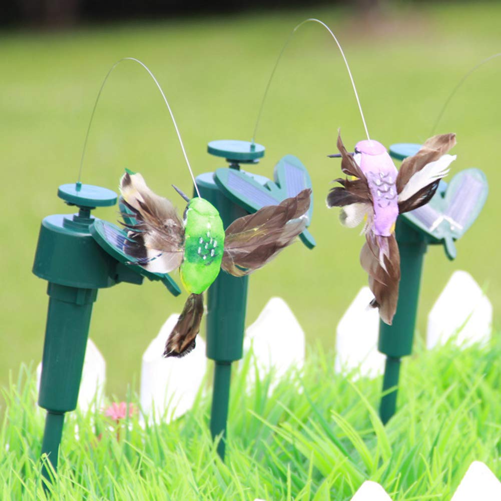 Solar Powered LED Hummingbird Garden Decor - Flying Feather Wing Solar Bird Ornament for Yard & Patio | Outdoor Solar Garden Decoration for Lawn, Flower Beds & Backyard
