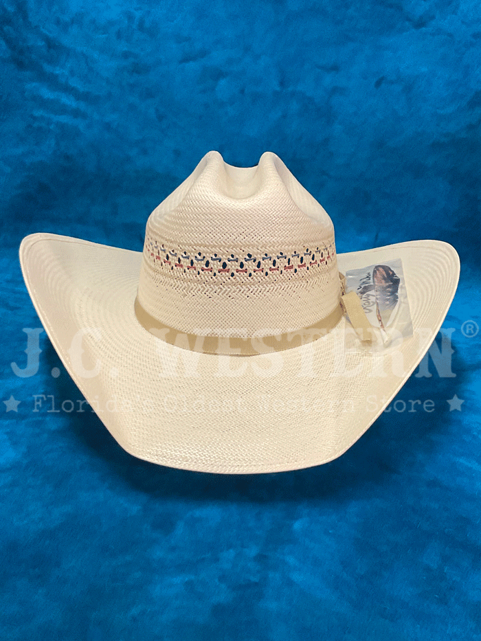 Larry Mahan MSUS42OLDX 10X Old Glory Straw Cowboy Hat Ivory - Western Style Sun Hat for Men, Perfect for Rodeo, Ranch Work, and Outdoor Summer Activities
