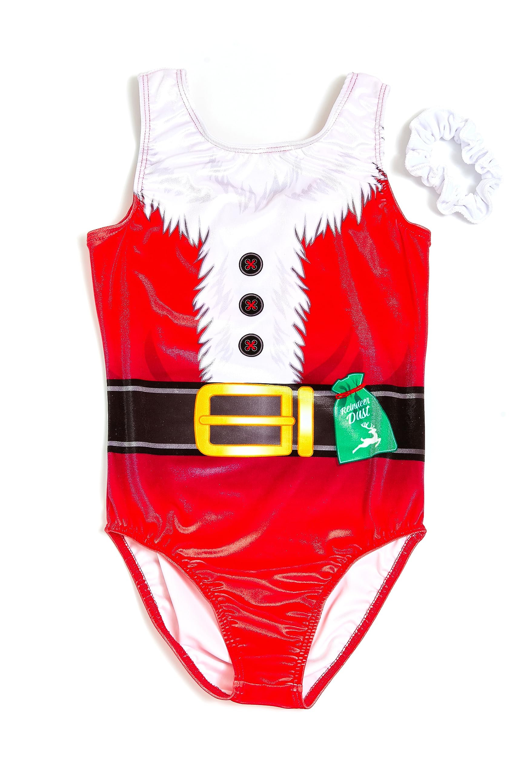 Destira Girls Christmas Gymnastics Leotards - Super Soft Dance Leotard with Matching Scrunchie for Cheer, Yoga & Performance | Holiday Costume & Recital Outfit