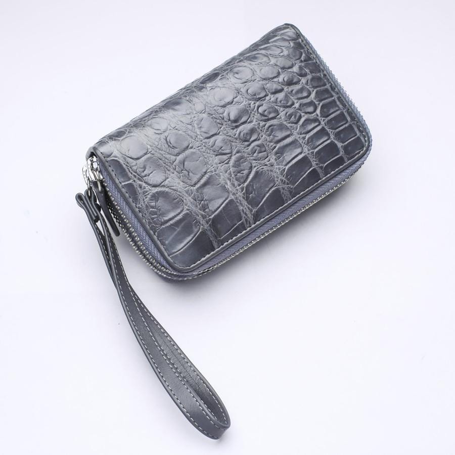 Luxury Gray Crocodile Leather Wallet for Men - Slim RFID Blocking Bifold Wallet with Money Clip - Perfect for Business, Travel & Everyday Use