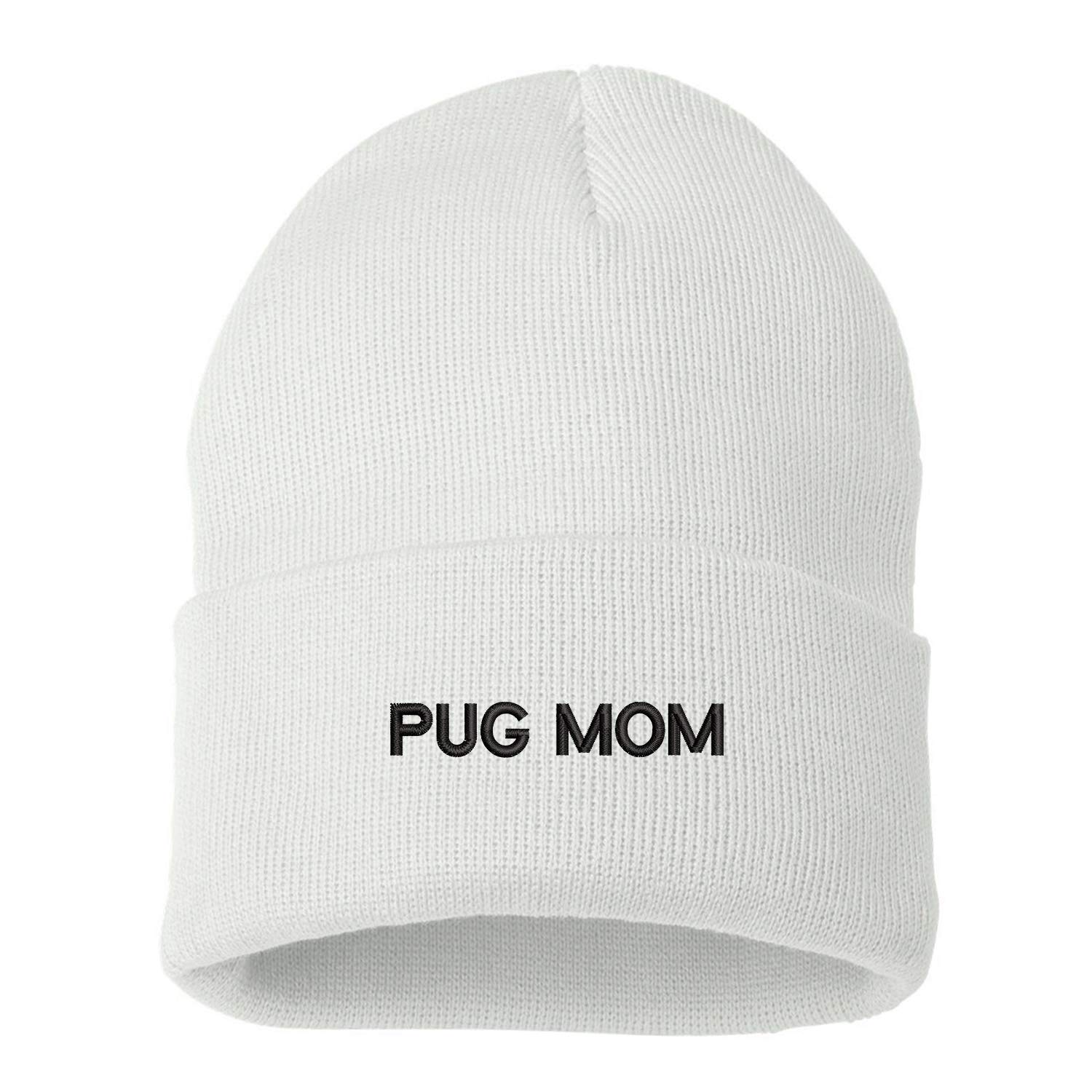 Pug Mom Hat - Cute Pug Dog Mom Beanie for Women - Perfect Gift for Dog Lovers & Winter Fashion Accessory