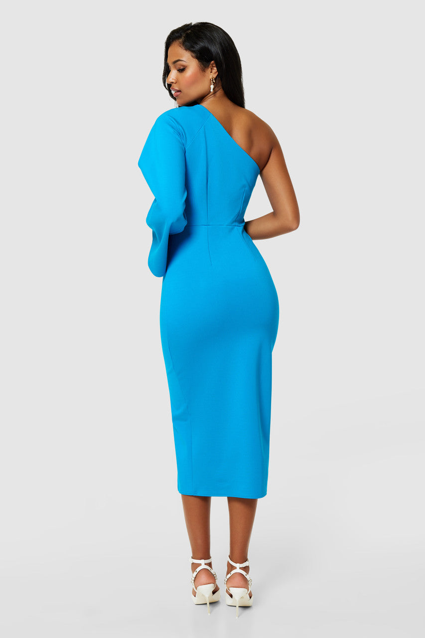 Gloria One Shoulder Dress in Bluebird - Elegant Women's Party & Evening Gown for Weddings, Cocktail Dresses & Special Occasions