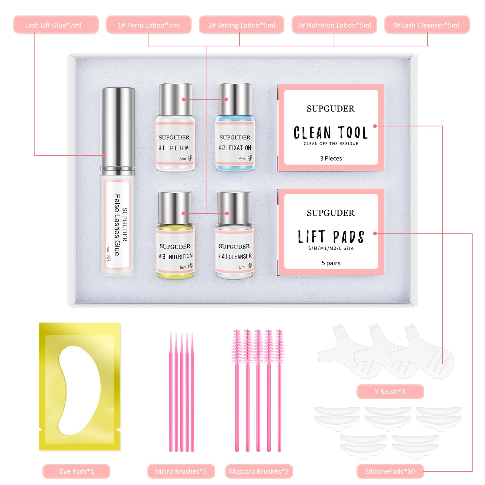 SUPGUDER Professional 2025 Lash Lift Kit - Eyelash Perm & Curling Extension Set with Tools for Salon & Home Use - Perfect for DIY Lash Lifting & Professional Styling