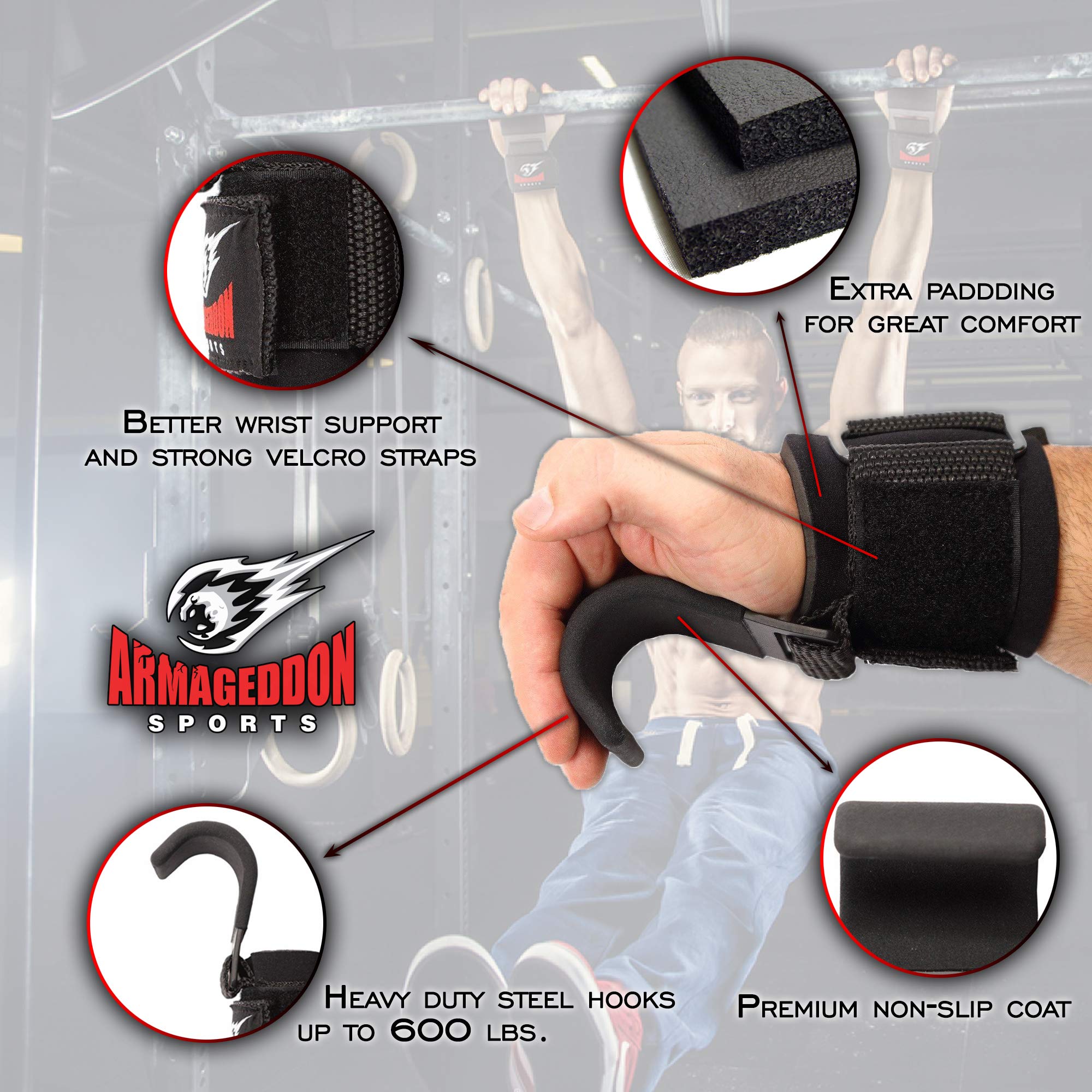 Premium Deadlift Straps - Heavy Duty Weight Lifting Grips & Gym Hooks for Powerlifting, Pull Ups & Strength Training - Ideal for CrossFit, Bodybuilding & Home Gym Workouts