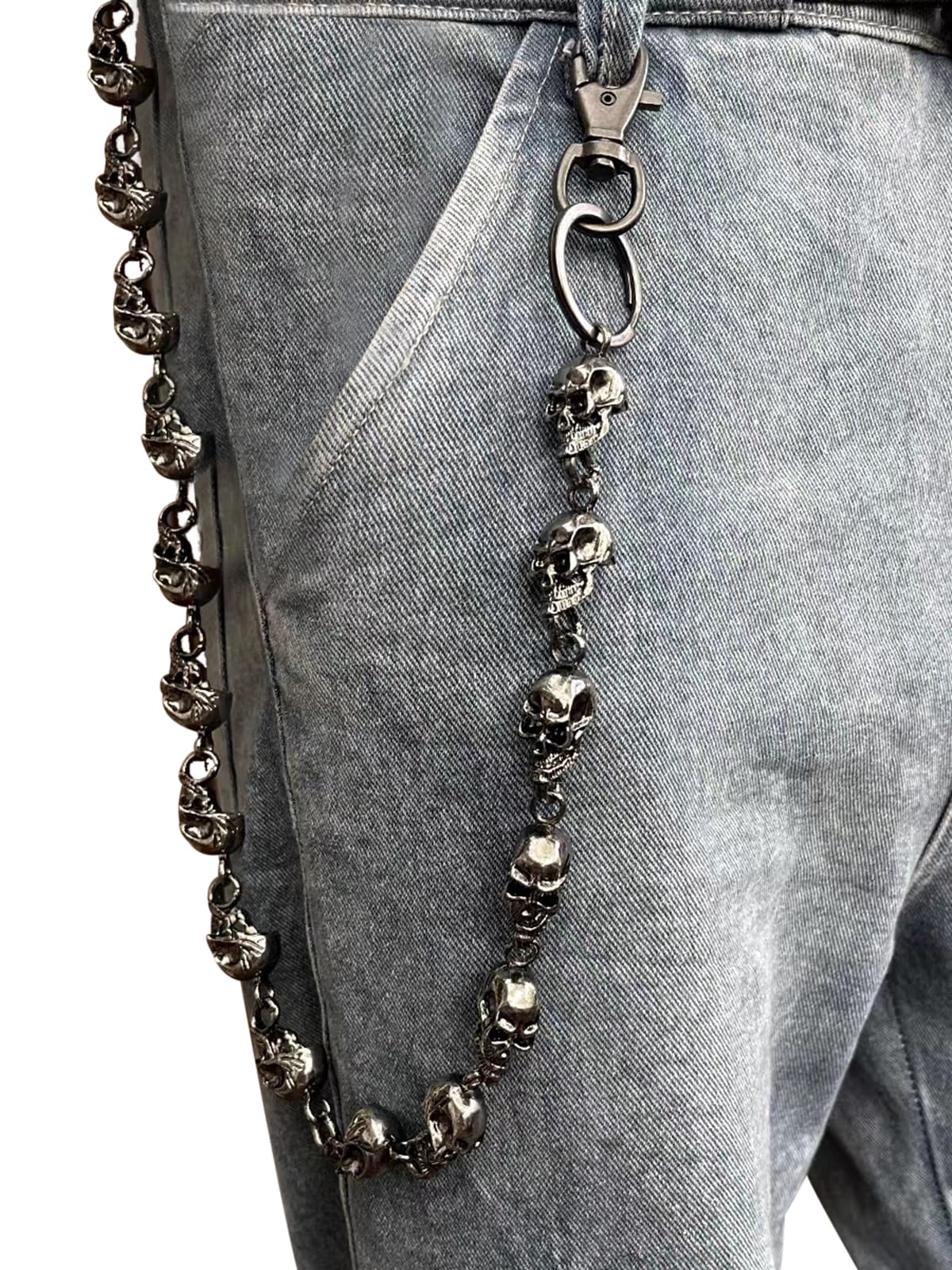 Wallet Chain for Men & Women - Punk Biker Skull Chain Belt, Heavy Duty Goth Accessories for Pants & Trousers | Perfect for Motorcycle Riders, Rock Concerts & Alternative Fashion