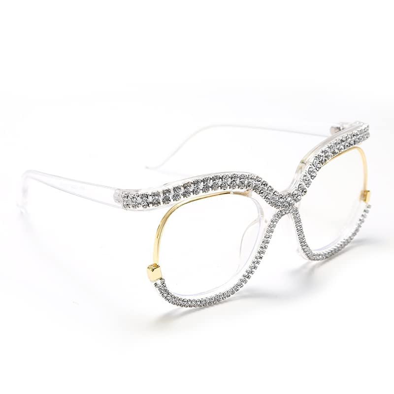 Stylish Cat Eye Blue Light Glasses for Women - Rhinestone Readers for Work & Screen Time