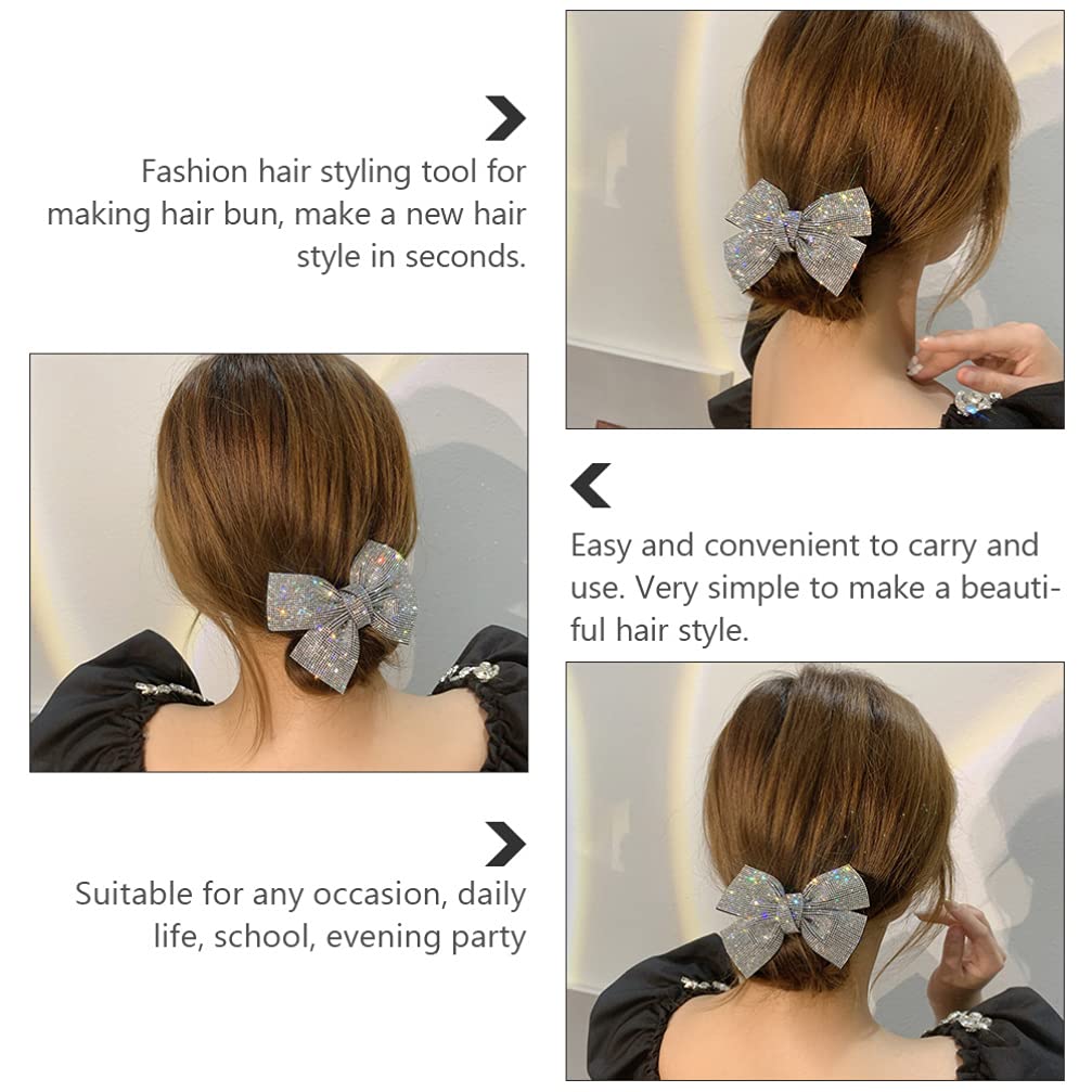 OSALADI Crystal Bow Hair Bun Maker - Hair Styling Bun Shaper & Curler for Women - Perfect for Weddings, Parties & Everyday Hairstyles