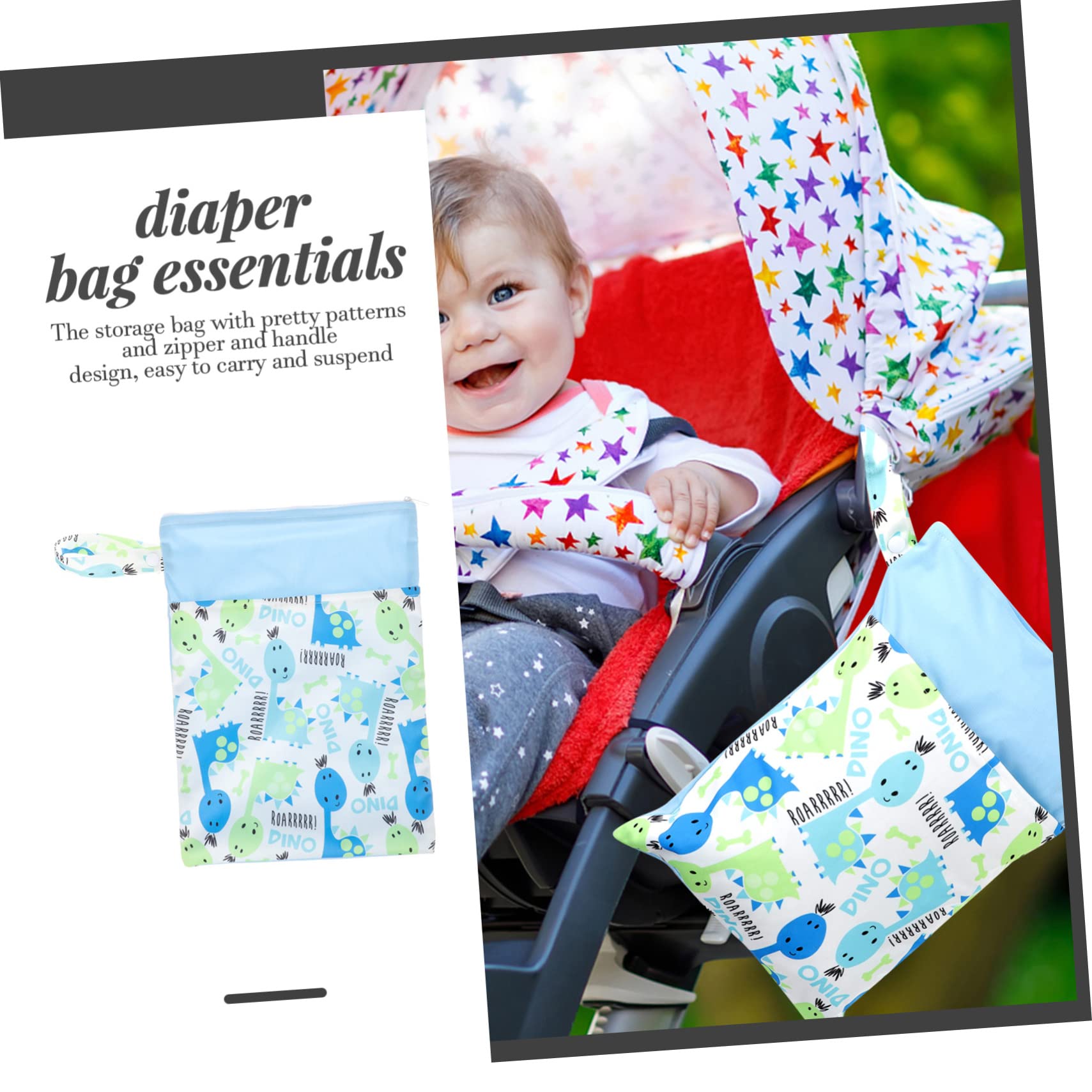 VICASKY 5-Pack Waterproof Diaper Storage Bags - Reusable Wet Dry Organizer Pouch for Baby Essentials, Travel & Daycare - Made with Durable PU Coated Fabric