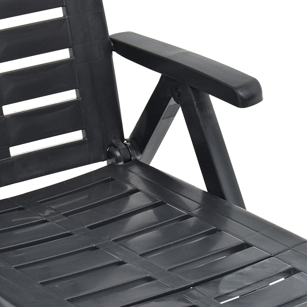 vidaXL Anthracite Plastic Folding Sun Lounger – Weatherproof, Lightweight Outdoor Chaise Lounge for Patio, Garden, Poolside & Beach | Foldable Space-Saving Design | Low Maintenance Durable Furniture for Relaxing in Sun