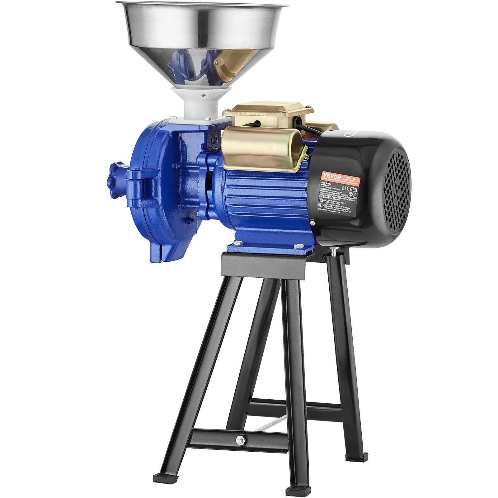 VEVOR 3000W Commercial Electric Grain Mill Grinder - Adjustable Corn Wheat Spice Grinder with Funnel for Flour, Cereal & Feed | Heavy Duty Powder Machine for Home, Bakery & Restaurant Use