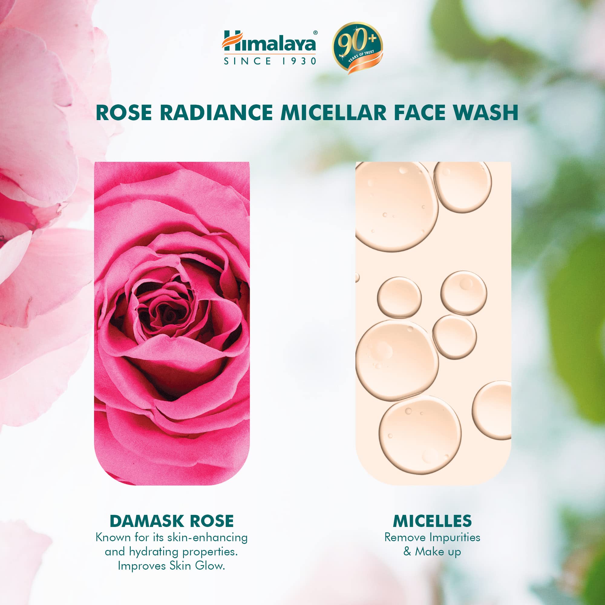 Himalaya Rose Micellar Makeup Remover & Face Wash - Gentle Cleansing for Soft, Glowing Skin (150ml) | Perfect for Daily Skincare & Travel-Friendly Beauty Routine