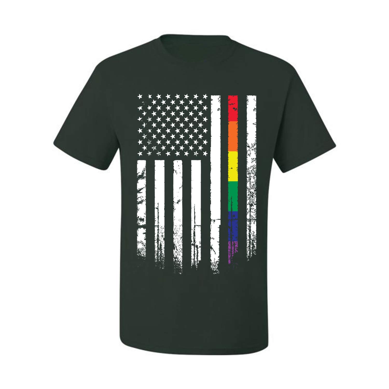 USA Gay Pride Rainbow American Flag LGBT Pride Men's Graphic T-Shirt - LGBTQ+ Rights Support, Pride Month Celebration, Equality Awareness