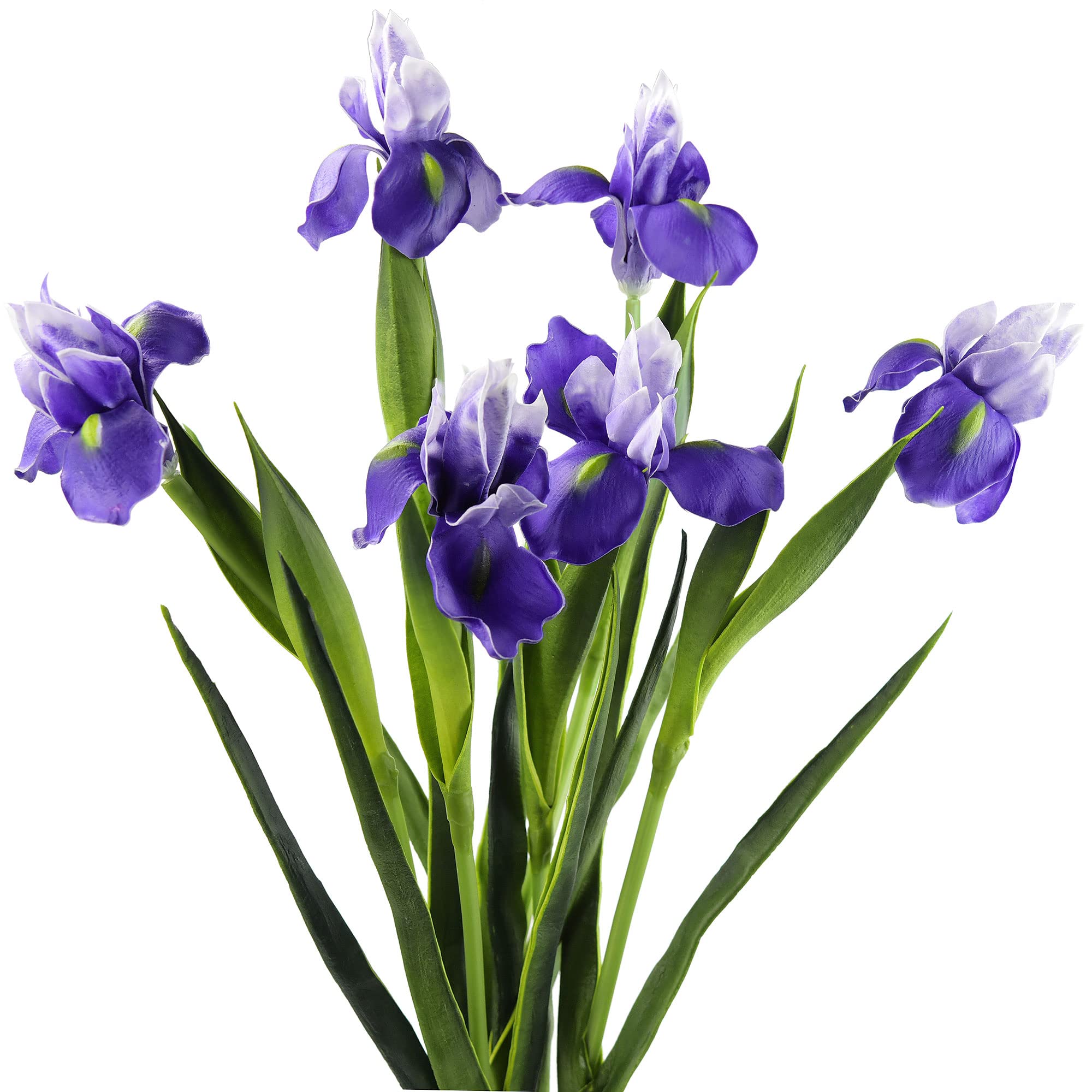 6 Long-Stem Real Touch Artificial Purple Irises - Lifelike Faux Flowers for Home Décor, Wedding Bouquets, Centerpieces & Floral Arrangements | Perfect for Living Room, Bedroom, Office & Event Decorations