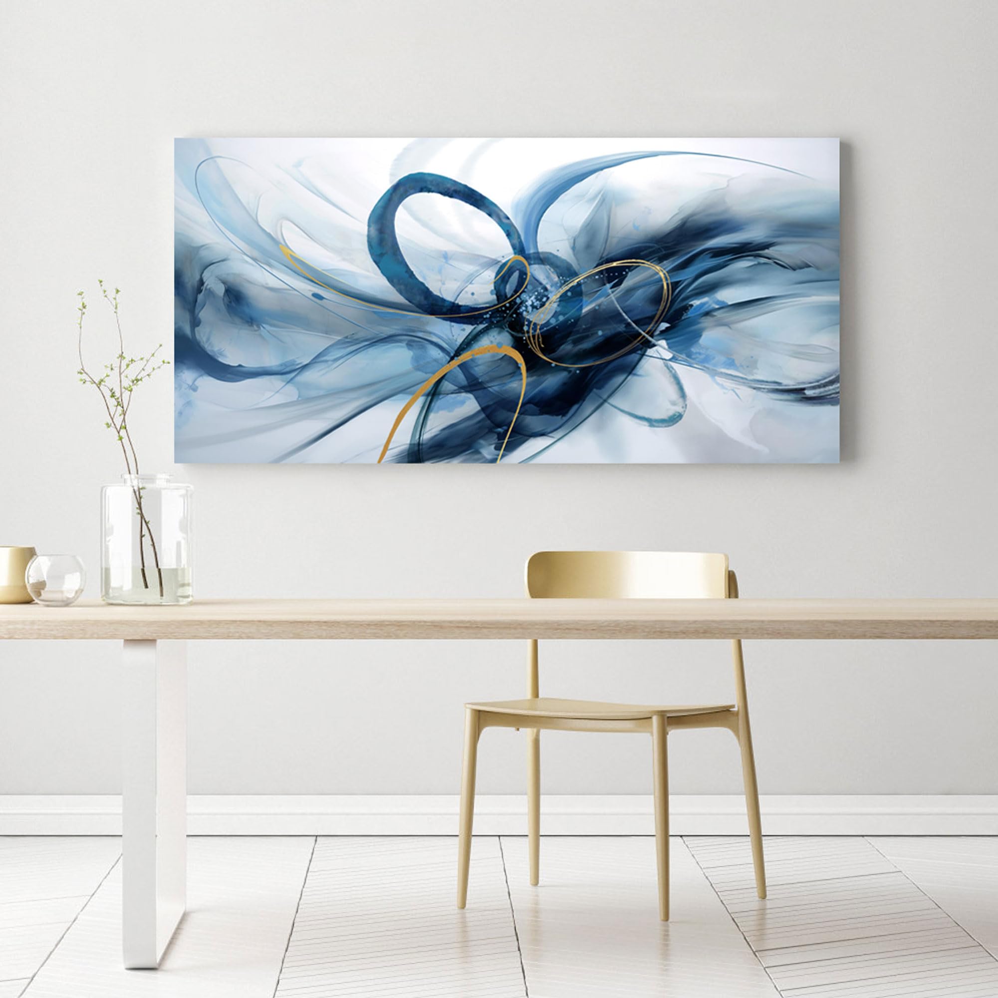 XLSJERST Abstract Blue and White Canvas Wall Art - Modern Home Decor for Living Room, Bedroom & Office | Perfect for Contemporary Spaces & Gift Giving