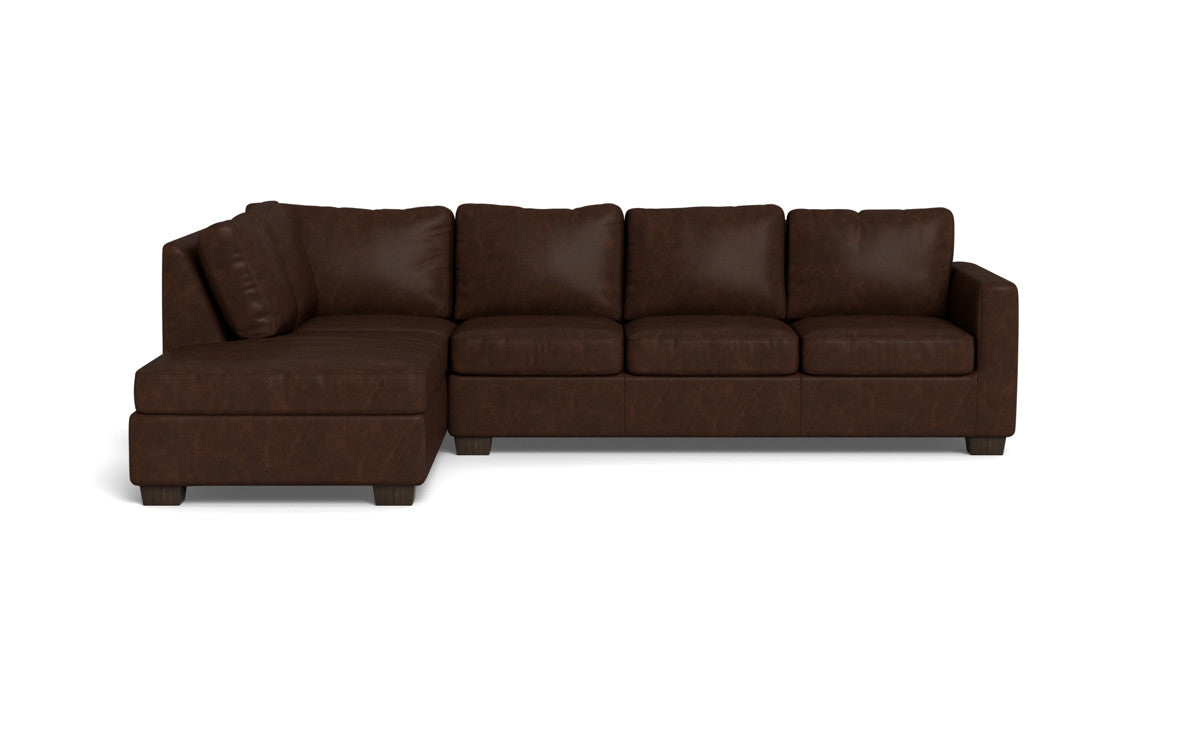 Track 121 Genuine Leather Left Chaise Sleeper Sectional Sofa - Modern Living Room Furniture for Small Spaces & Home Theater Seating