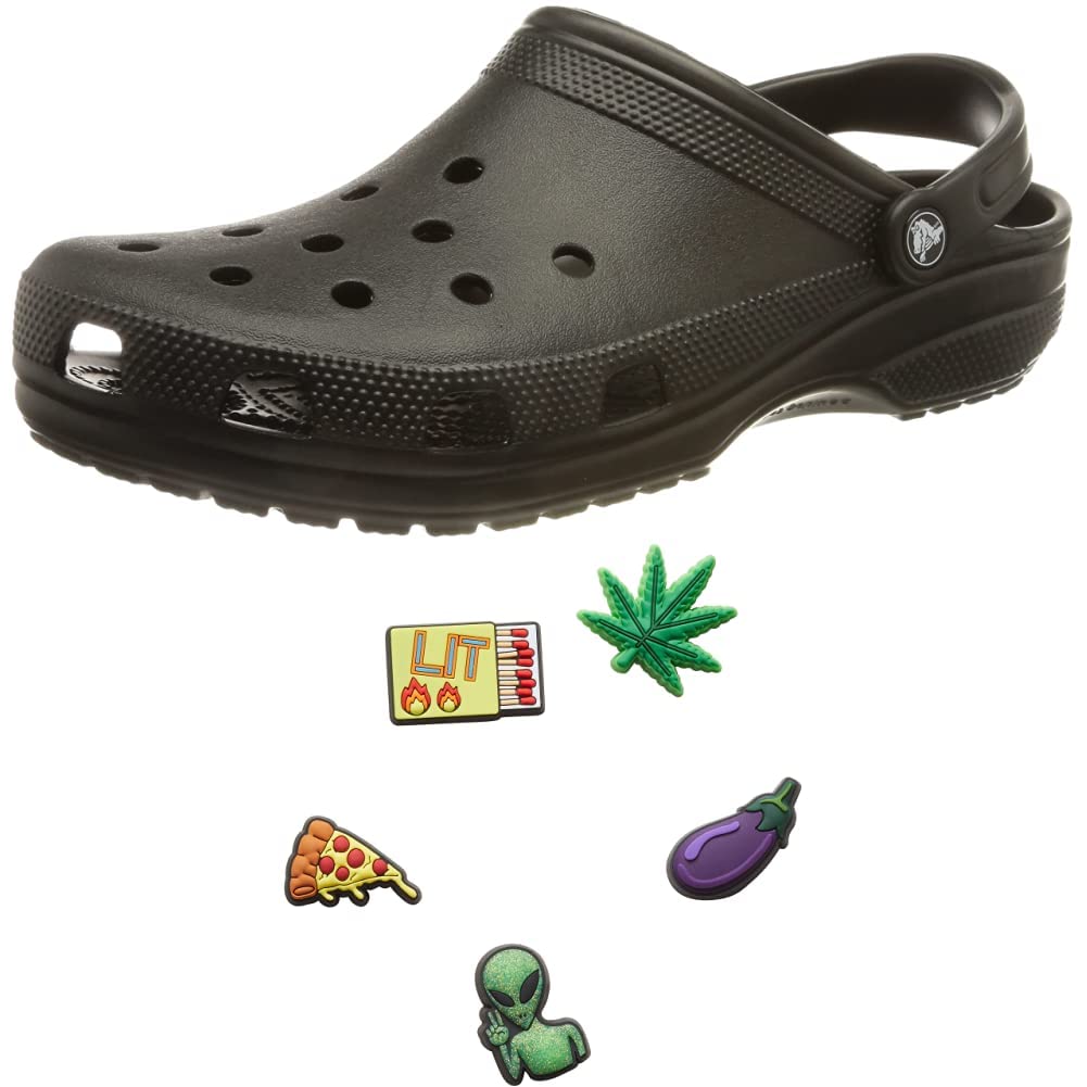 Crocs Classic Clog for Men & Women with 5-Pack Jibbitz Charms - Comfortable Slip-On Shoes for Casual Wear, Home, Garden & Outdoor Activities