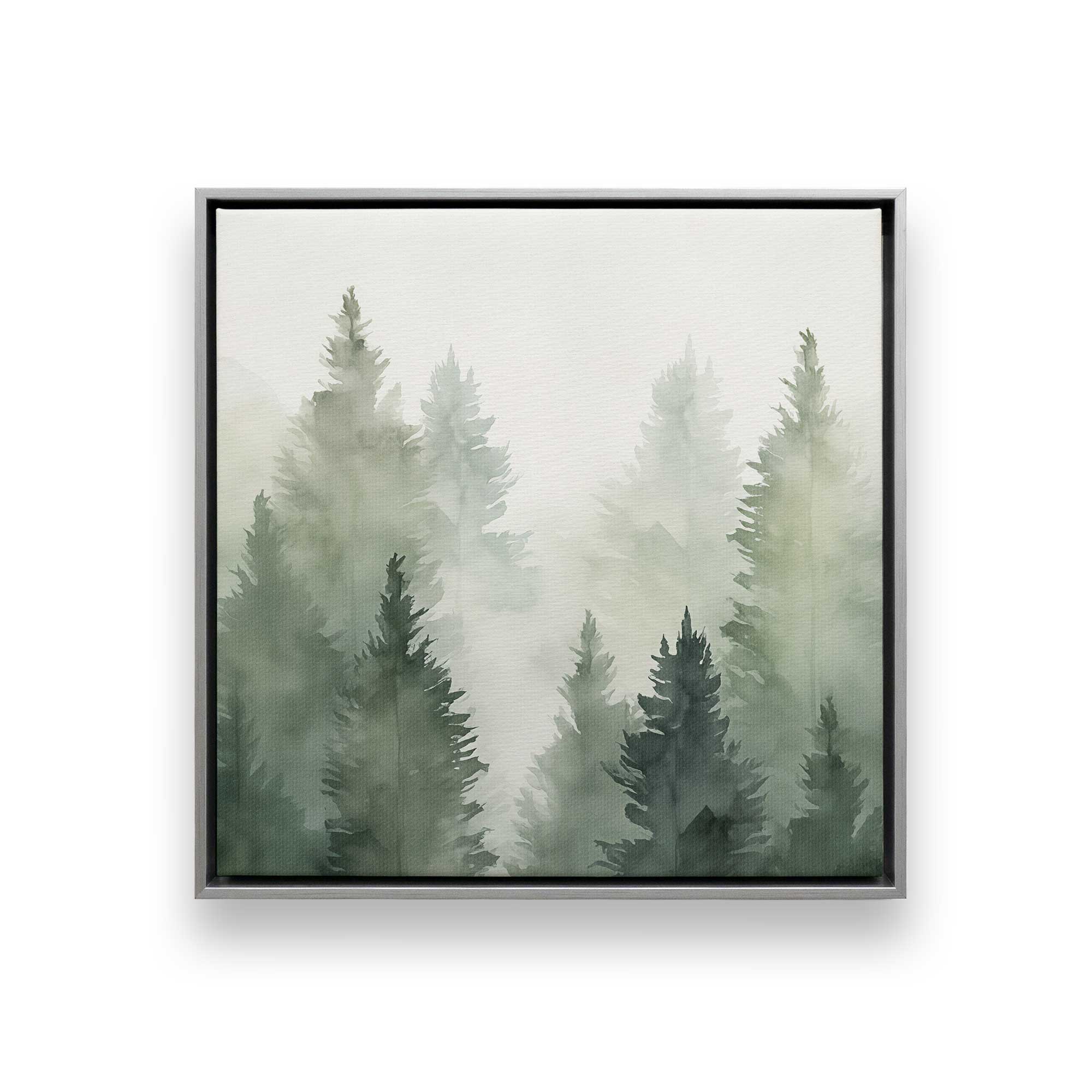 Green Haze Woodland Canvas Wall Art - Set of 3 Framed Prints for Living Room, Bedroom & Office Decor | Nature Landscape Painting | Ready to Hang