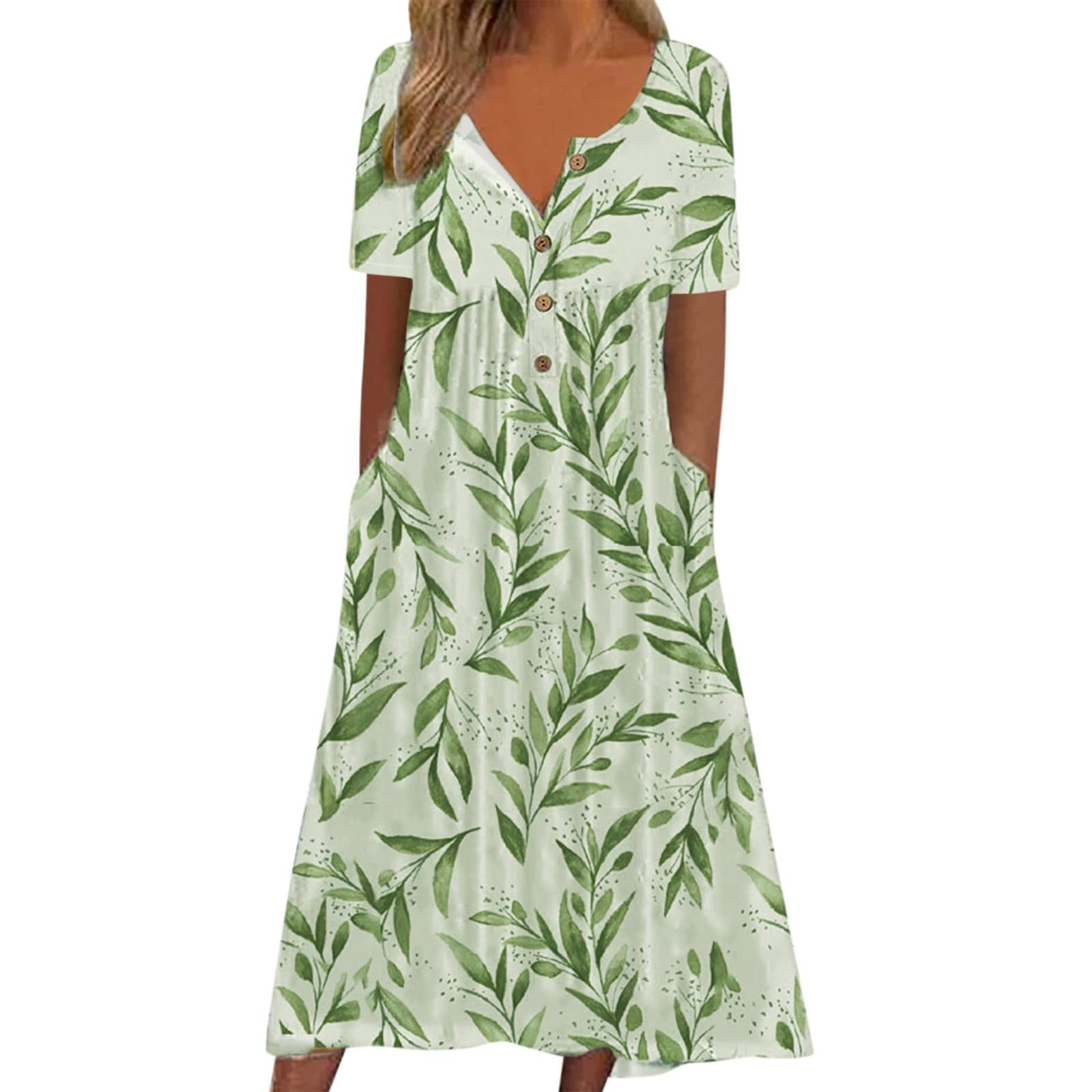 Women's Summer Dresses - Floral A-Line Hawaiian Cocktail Dress with High Waist | Casual Party Wear for Beach Vacations, Date Nights & Outdoor Events