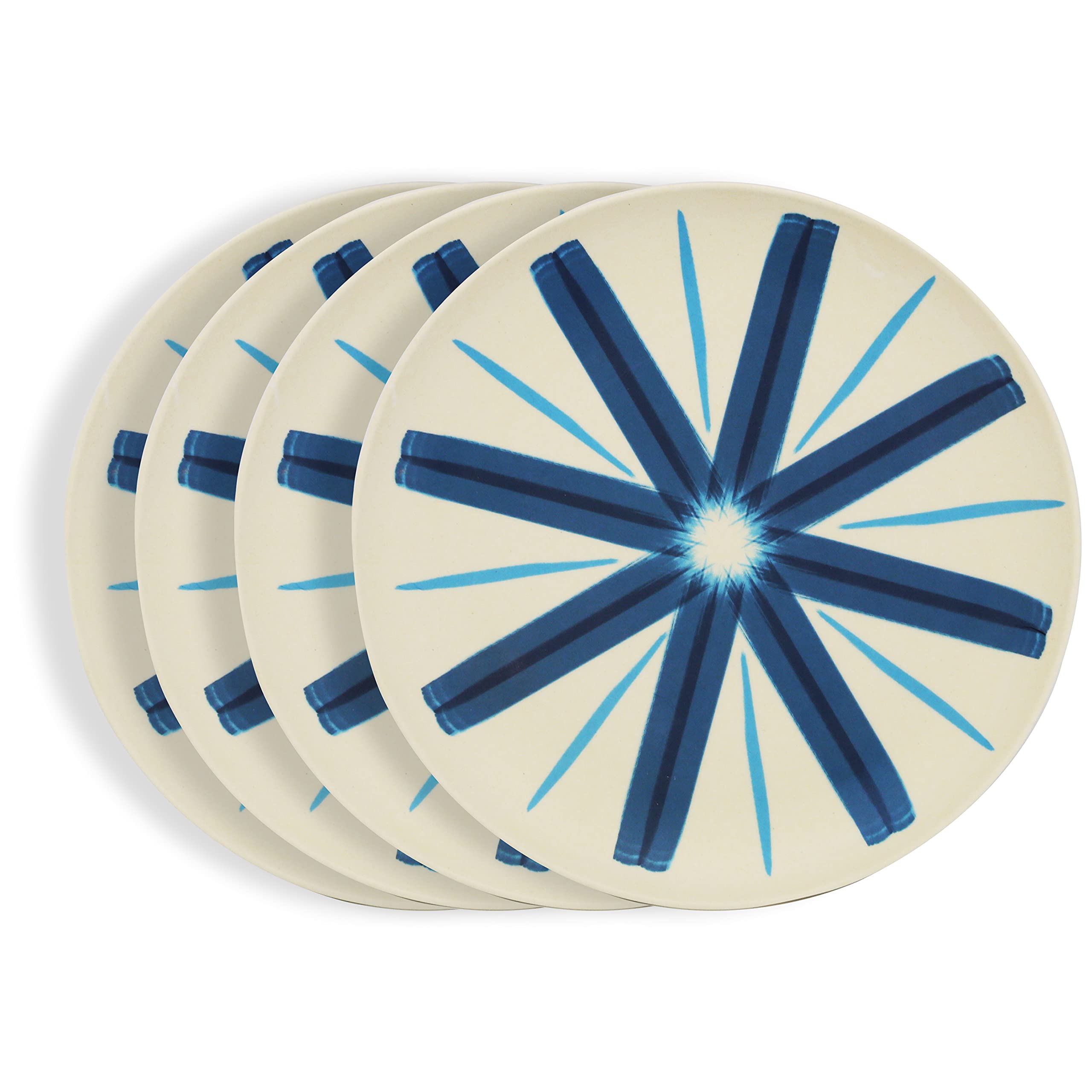 ZENOPHON 4-Piece Bamboo Dinnerware Set for Kids & Toddlers - Reusable Eco-Friendly Plates for Breakfast, Lunch & Dinner (10.98x0.87 Inches) - Perfect for Home, School, Picnics & Travel