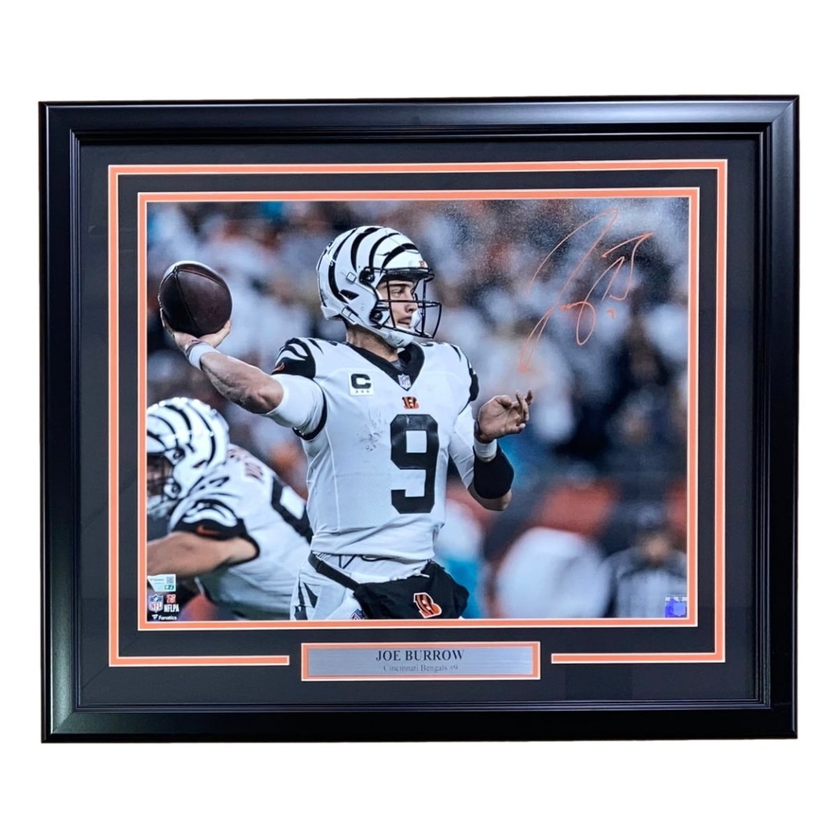 Joe Burrow Autographed Framed 16x20 Cincinnati Bengals White Jersey Photo - Limited Edition NFL Memorabilia for Football Fans & Collectors - Perfect for Man Cave, Sports Bar, or Gift for Bengals Supporters