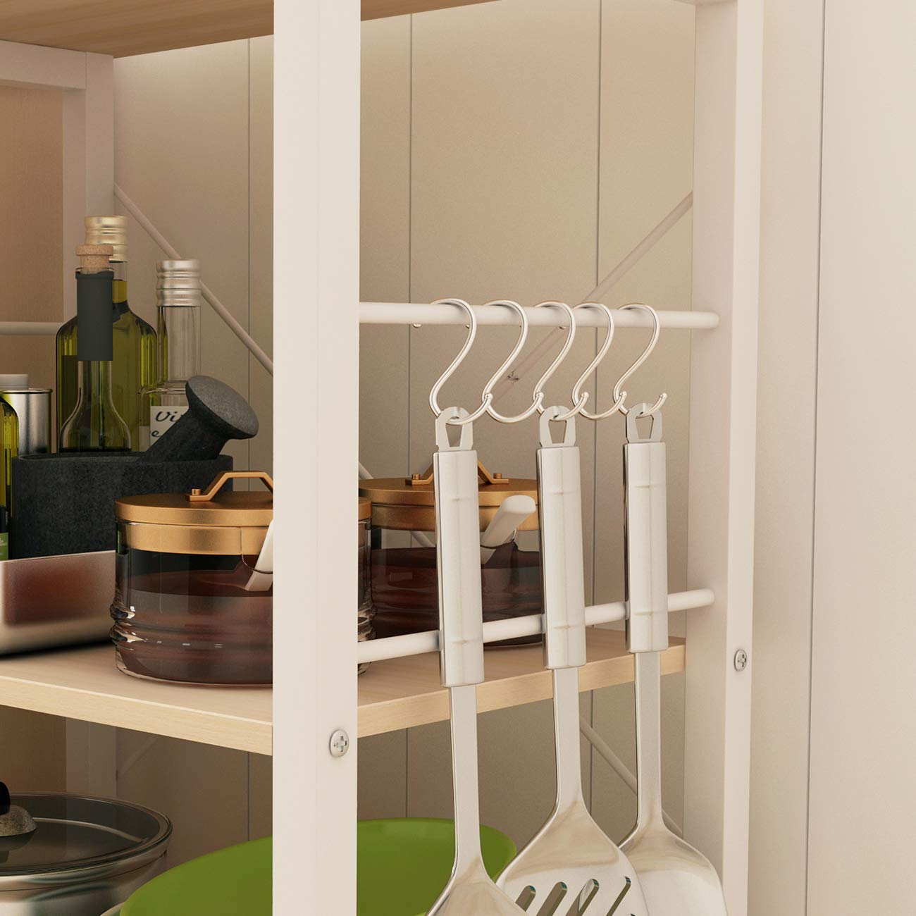 DlandHome 3-Tier Rolling Kitchen Cart - Microwave Stand, Baker's Rack & Appliance Table with Wheels, Small Utility Cart for Kitchen Storage (W4-Maple) - Perfect for Small Spaces, Apartment Cooking & Microwave Organization