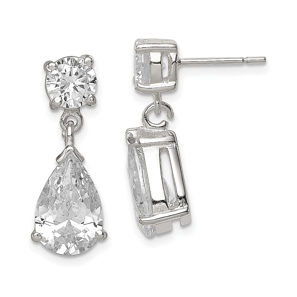 925 Sterling Silver Pear Shaped Cubic Zirconia Drop Earrings for Women - Elegant Dangle Chandelier Stud Fine Jewelry Gift for Her | Perfect for Weddings, Parties & Special Occasions
