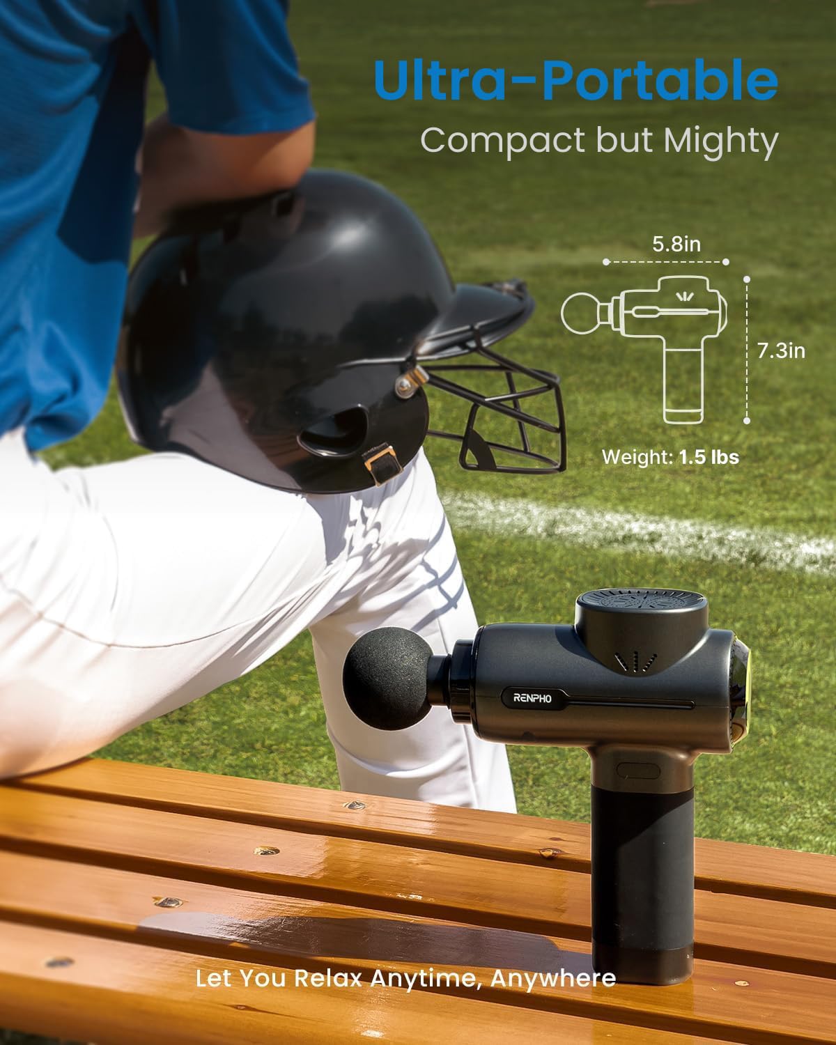 Renpho Deep Tissue Massage Gun - Portable Percussion Muscle Massager for Back, Neck & Shoulder Pain Relief | FSA/HSA Eligible | Perfect for Athletes, Gym Recovery & Home Use | Includes Travel Case - Ideal Mother's Day Gift for Men & Women