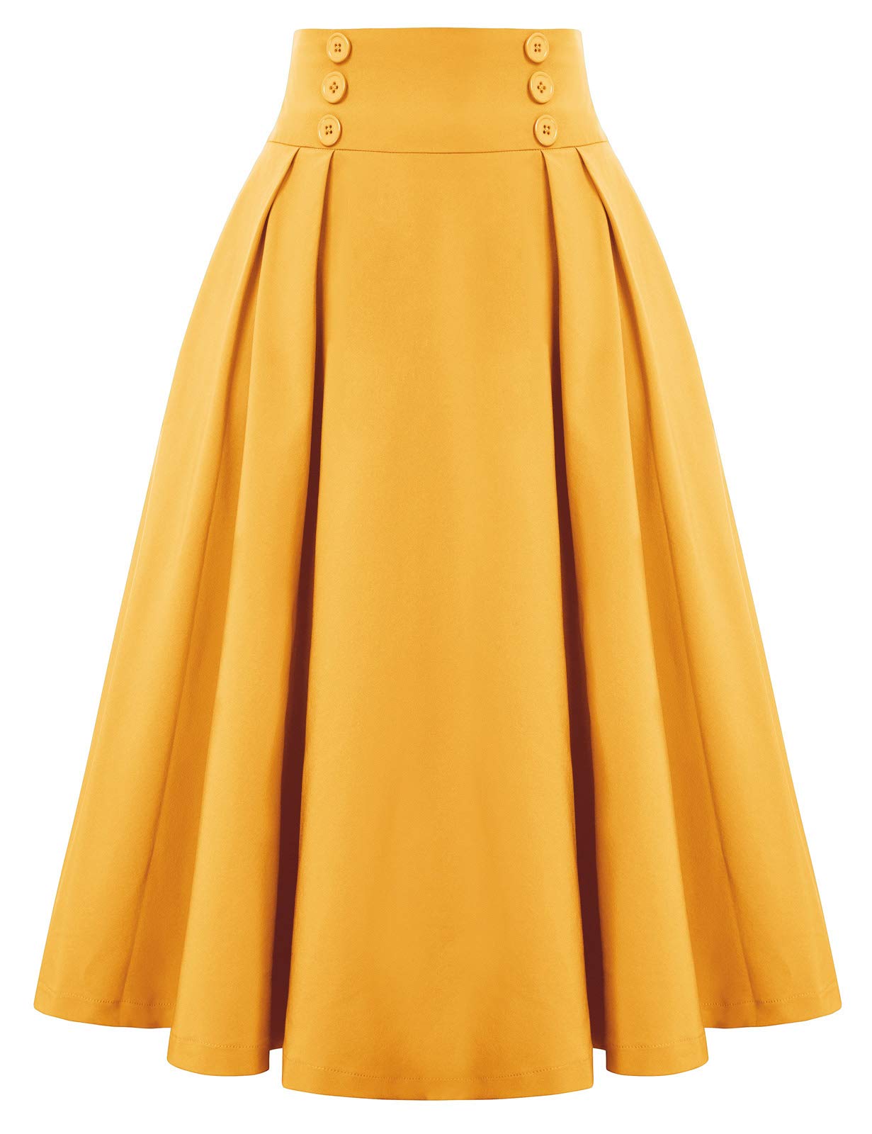 Belle Poque Women's Vintage High Waist Plaid Pleated Skirt with Pockets | A-Line Swing Skirt for Casual, Office & Retro Outfits | BPA020
