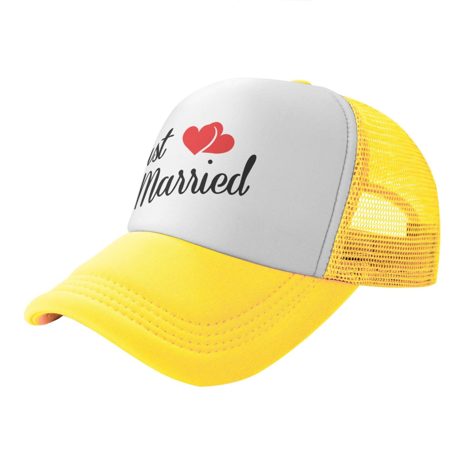 Just Married Love Mesh Trucker Caps - Adjustable Unisex Baseball Hats for Couples, Bridal Party, Honeymoon & Wedding Photos