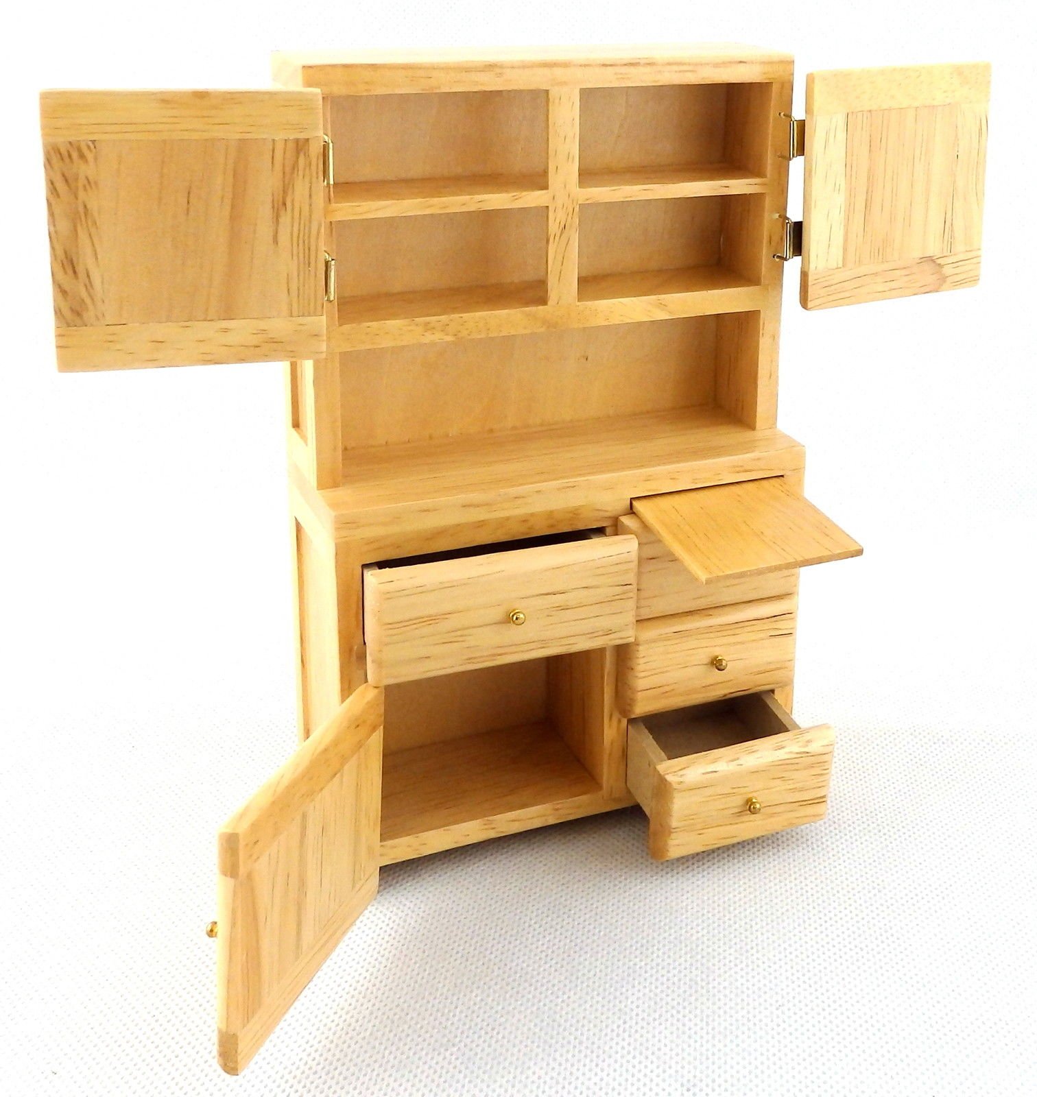 1:12 Scale Miniature Oak Kitchen Hutch Dollhouse Furniture - Perfect for Dollhouse Decor, DIY Miniature Projects & Collectors (Model #D3262)
