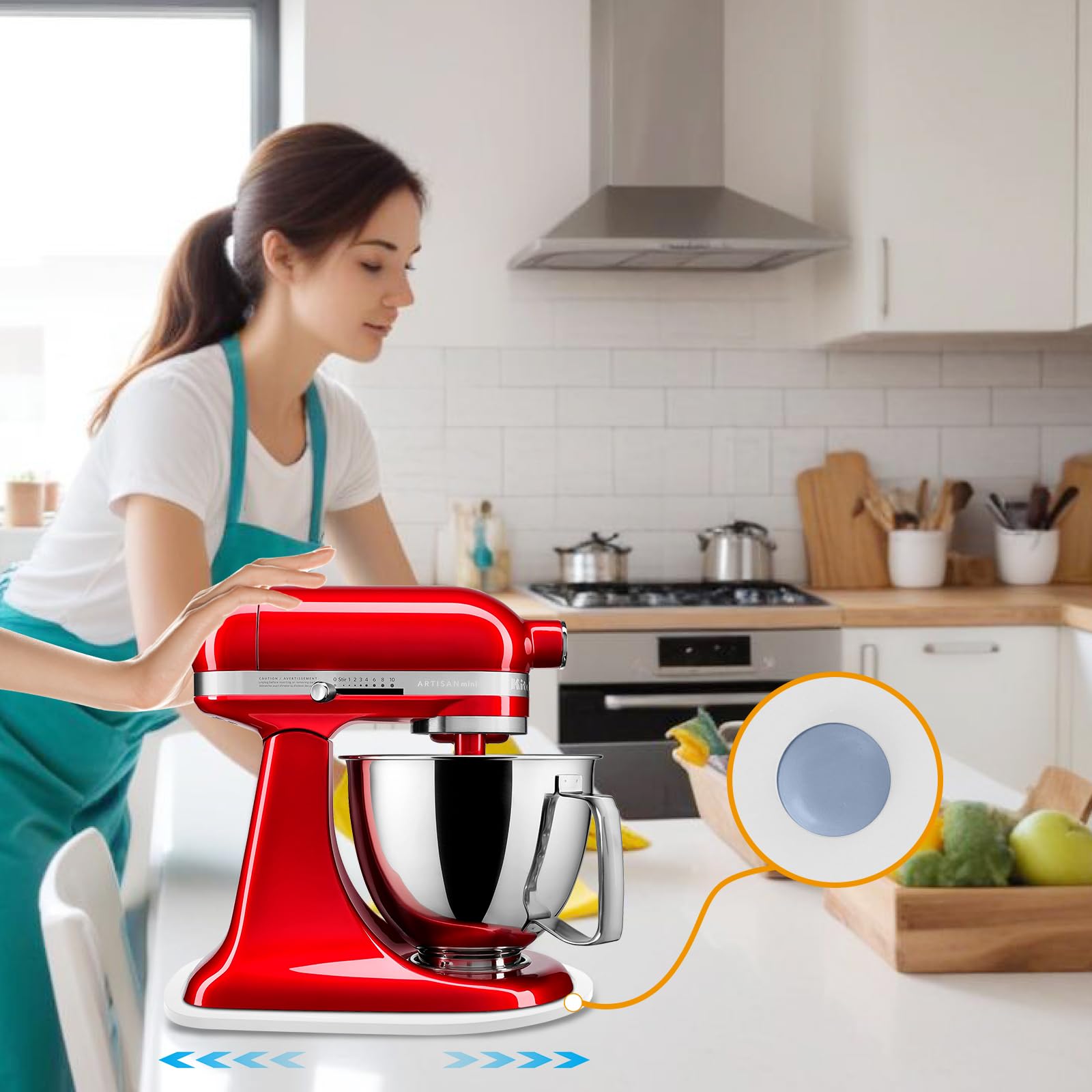 KitchenAid 4.5-5 Qt Bamboo Mixer Slider - Appliance Sliding Tray for Tilt Head Stand Mixer, Countertop Storage Mover, Easy Access & Space-Saving Solution for White KitchenAid Mixers, Perfect for Baking & Cooking